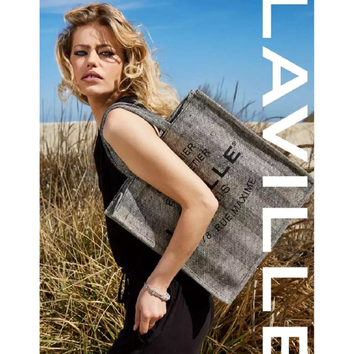 Laville Paris Strandtasche aus Jutefaser Baumwolle mit Magnetverschluss 40 × 40 × 12 cm (1-tlg) – Bild 4 von 4