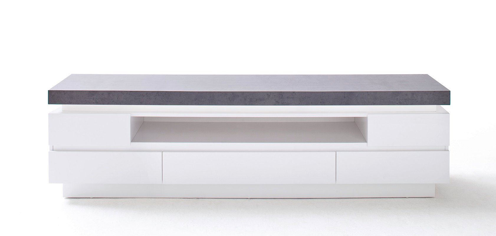 MCA furniture Lowboard TV-Lowboard Atlanta 1, weiß matt / Beton, inkl. LED Beleuchtung
