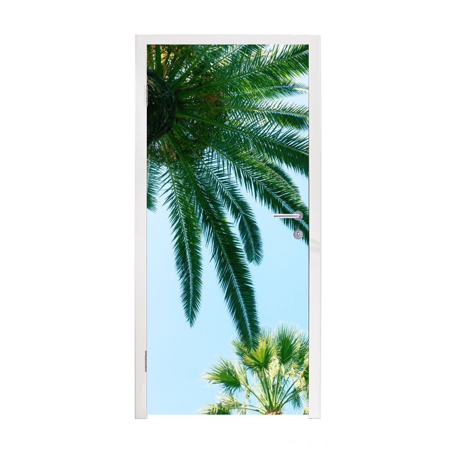 MuchoWow Türtapete Palmwedel - Himmel - Sommer - Tropisch, Matt, bedruckt, (1 St), Fototapete für Tür, Türaufkleber, 75x205 cm