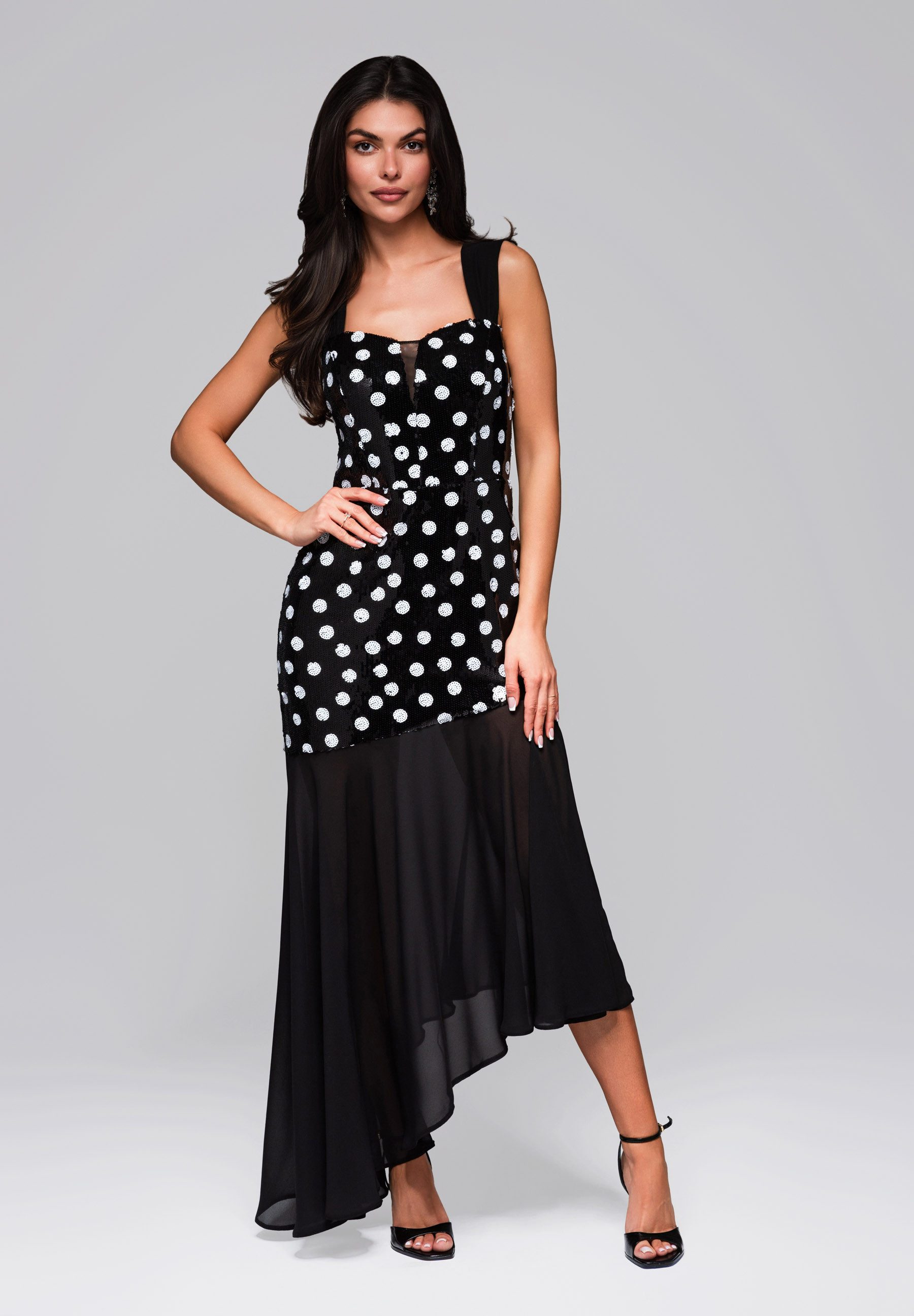 OMBRE Abendkleid Abendkleid mit Pailletten und Chiffonrock