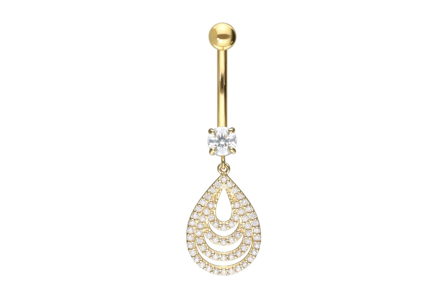 Bauchnabelpiercing 18 Karat Gold Bananabell MOISSANIT-ANHÄNGER