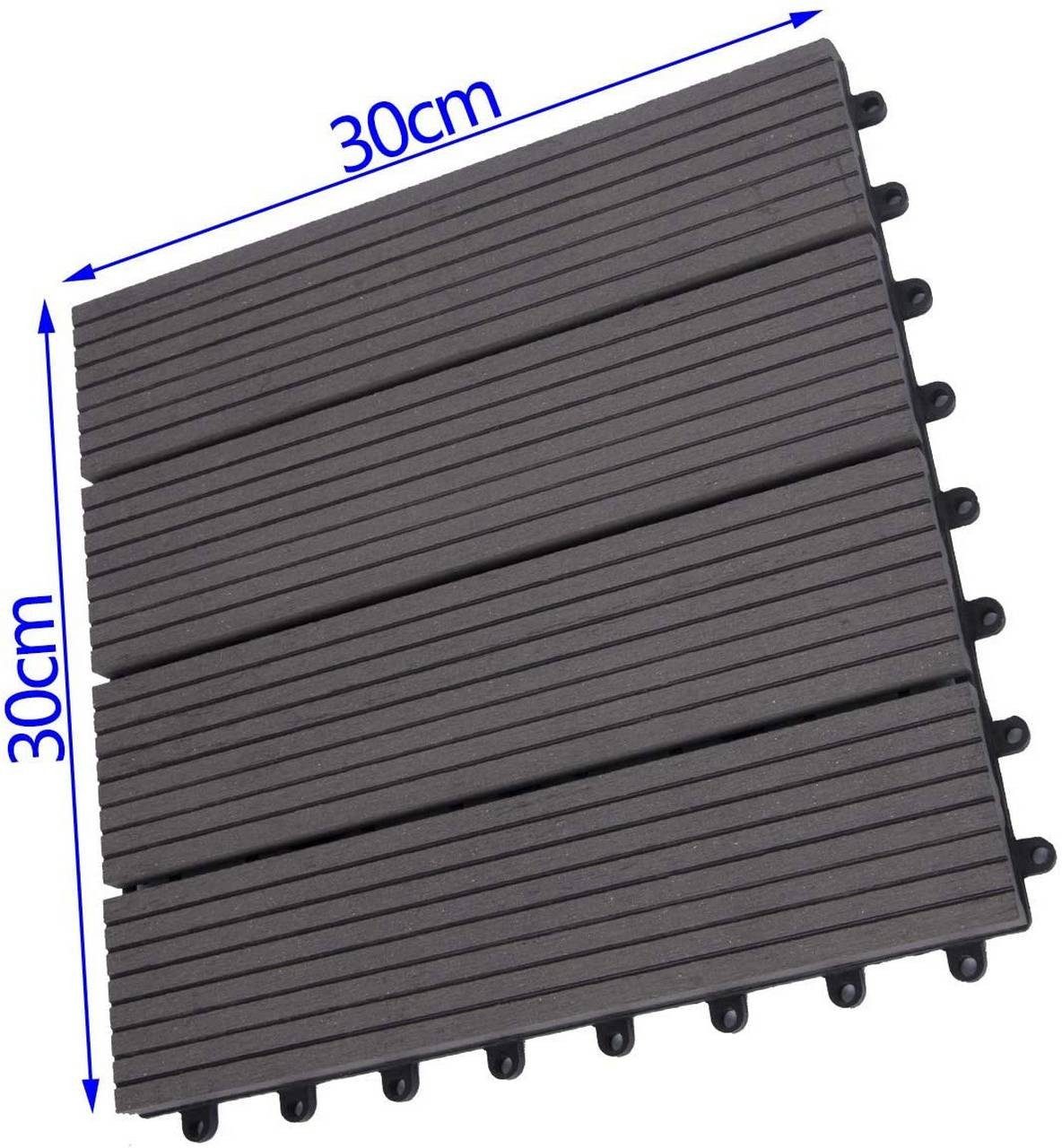 EUGAD Terrassenplatte, WPC 300x300, Grau, 11 Stücke für 1m², wetterfest