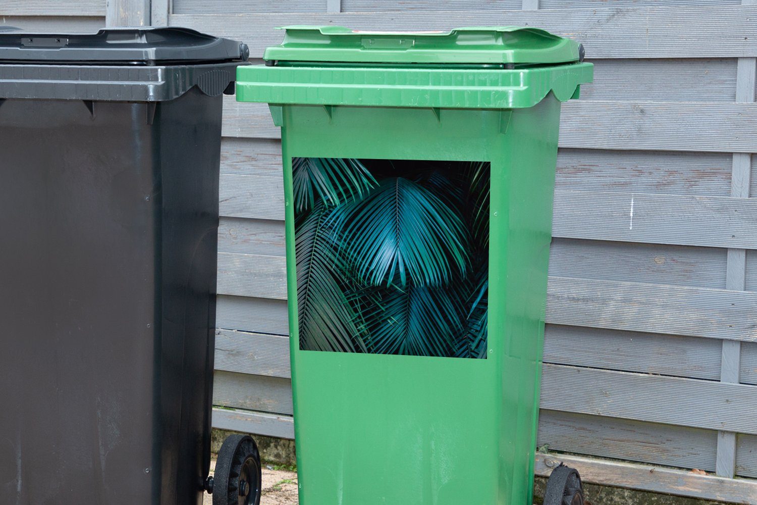 - Dschungel Palmenblatt - - Mülleimer-aufkleber, Mülltonne, Wandsticker MuchoWow Sticker, Natur Container, Abfalbehälter Tropisch (1 St),