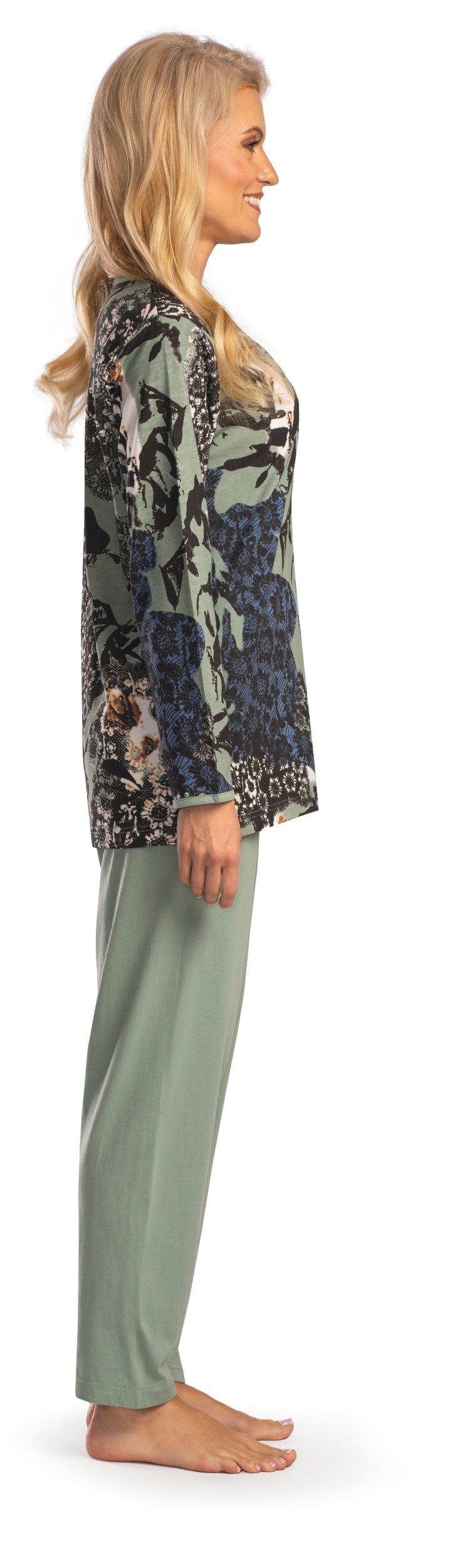 Consult-Tex Pyjama Damen Pyjama Schlafanzug DW123a (Spar Set, 1 Set) Allover Druck, Knopfleist