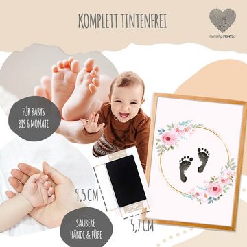 memoryPRINTS. Handabdruck-Set Baby Abdruckset mit Kunstdruck BLUMENKREISE, Handabdruck Fußabdruck