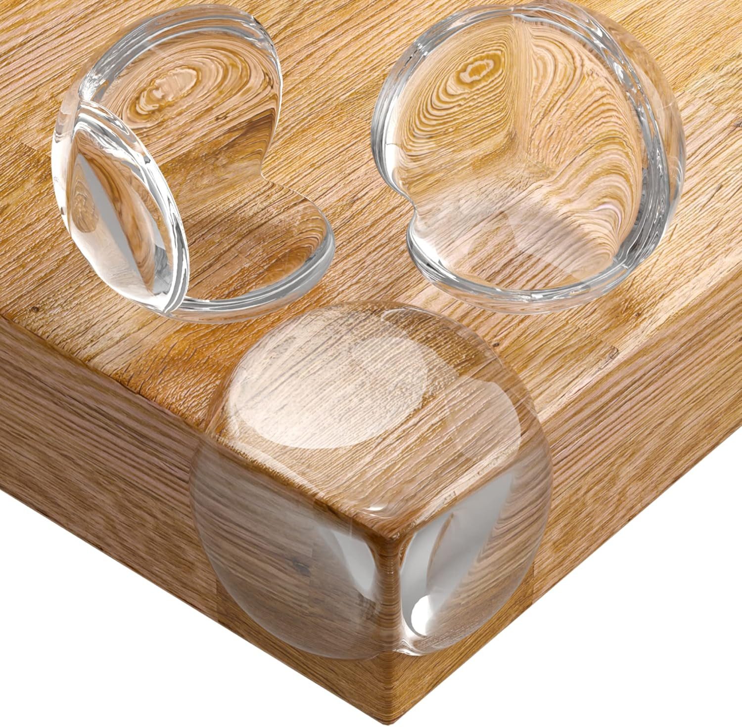 AIMAX Kindersicherung Eckenschutz 24 Stück transparent selbstklebend für Tisch und Möbel, Kantenschutz für Ecken an Holz Glas Metall Schrank und Arbeitsplatte