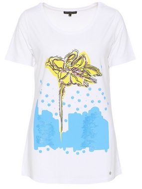 Christian Materne Longshirt Kurzarm-Shirt koerpernah mit Blumendruck