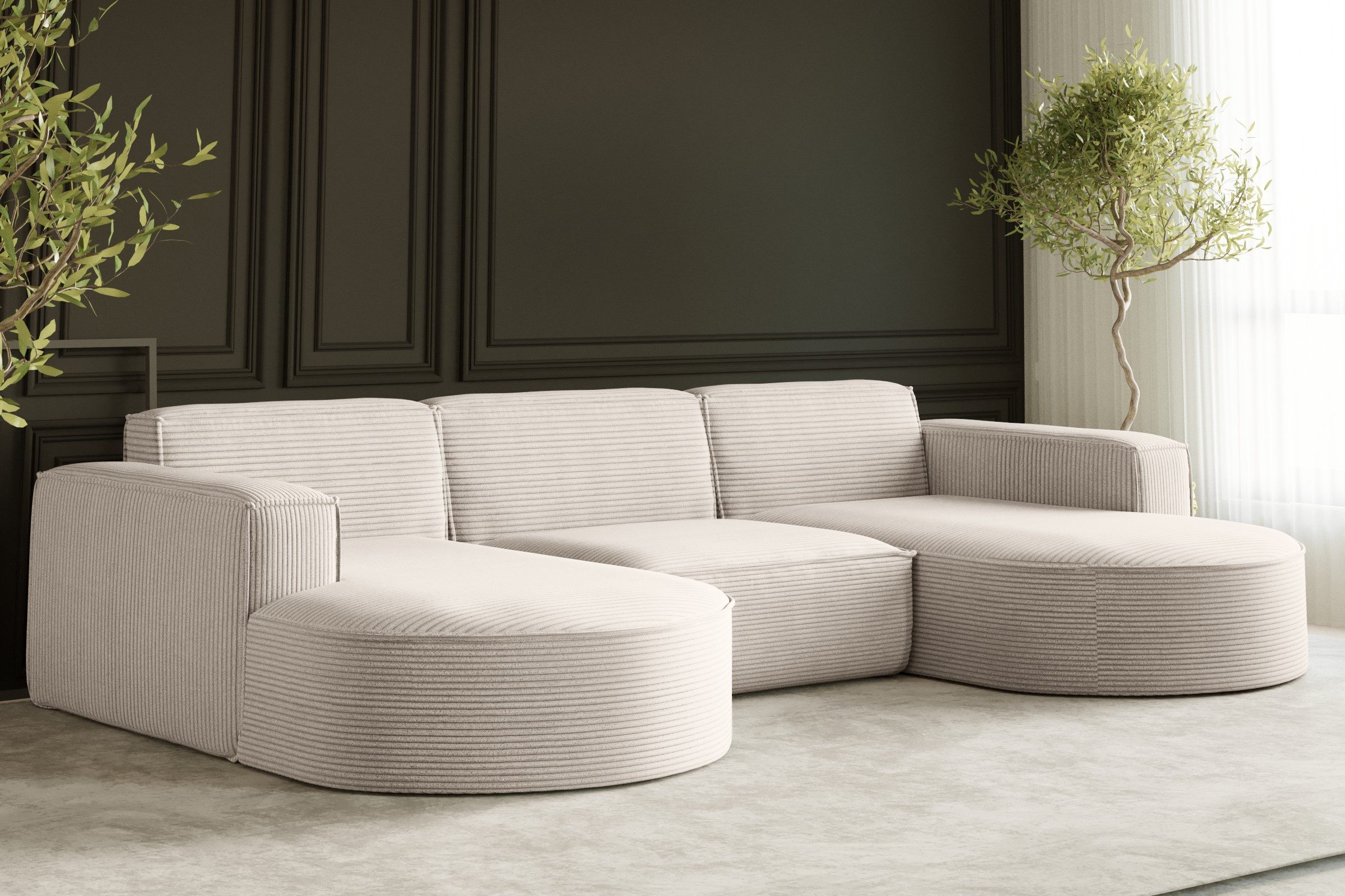 Kaiser Möbel Ecksofa Sofa U form, Couch MODENA U STUDIO stoff Verita, Poso, günstig online kaufen