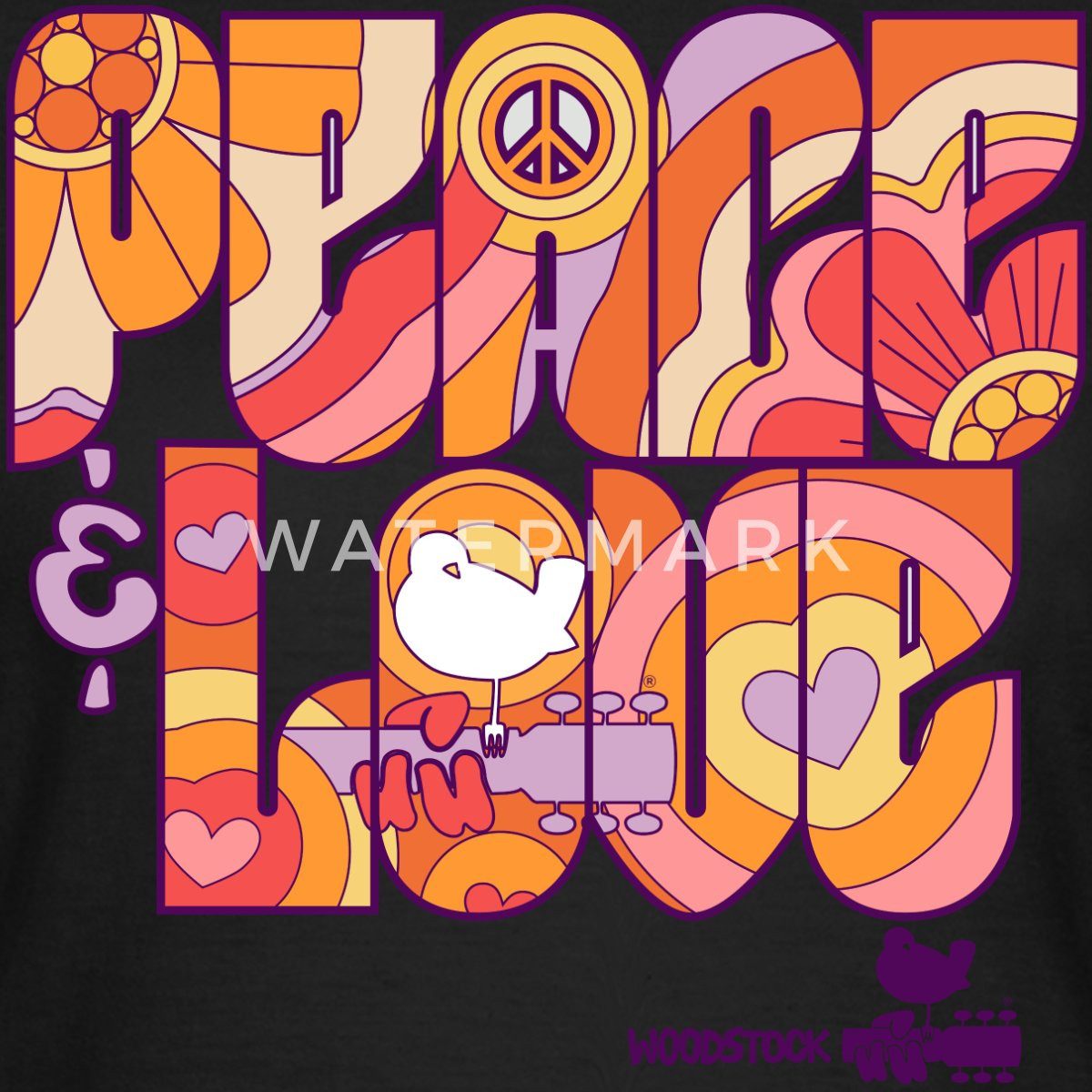 Spreadshirt T-Shirt Woodstock Peace Love Hippie günstig online kaufen