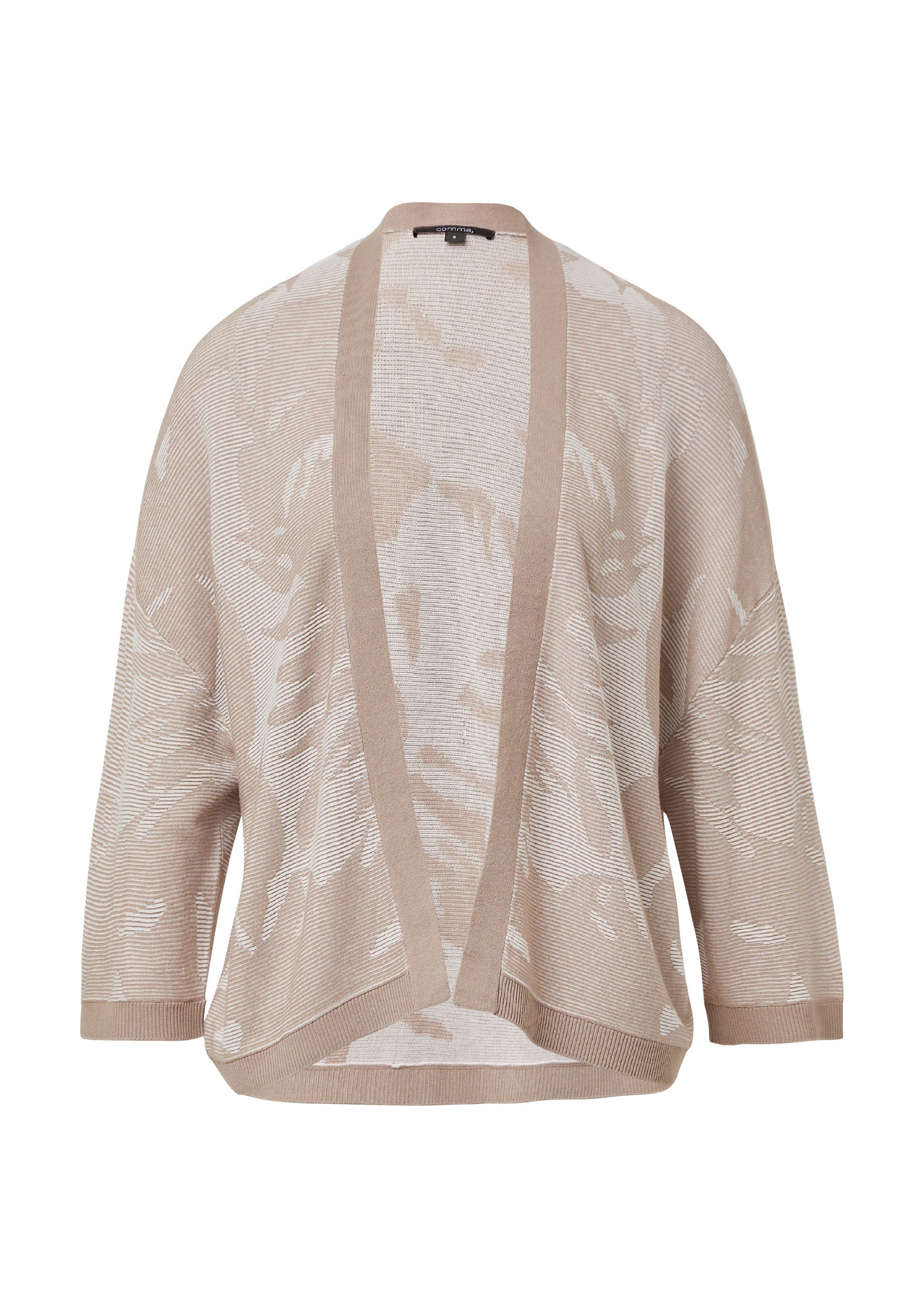 comma Cardigan Strickjacke Floral gemusterter Cardigan aus Feinstrick