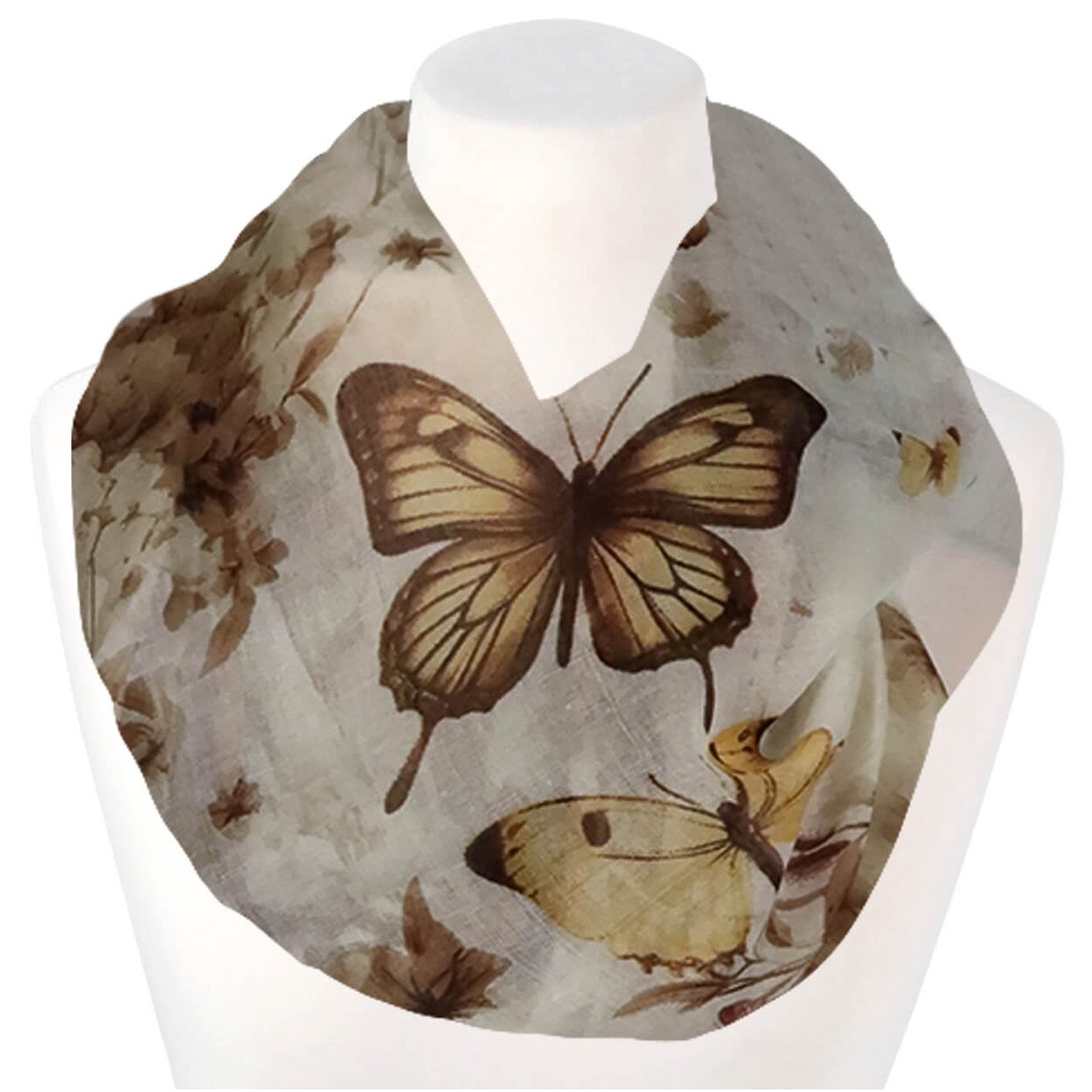 chic4home Loop Voyage Vibes, (1-St. 1-teilig), Damen Loop-Schal Schlauchschal Schmetterling Muster