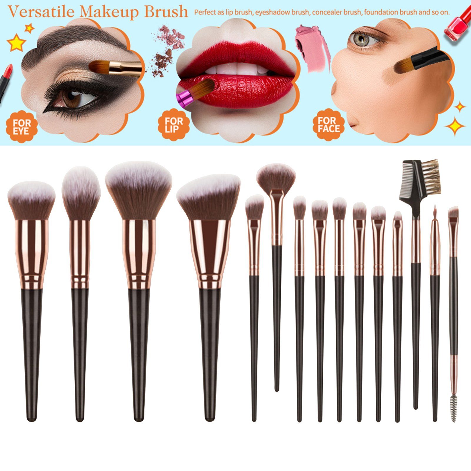 Make-up-Pinsel-Set, 15-teiliges Concealer, Lidschattenpinsel Lidschatten,Make-up-Pinsel Rutaqian