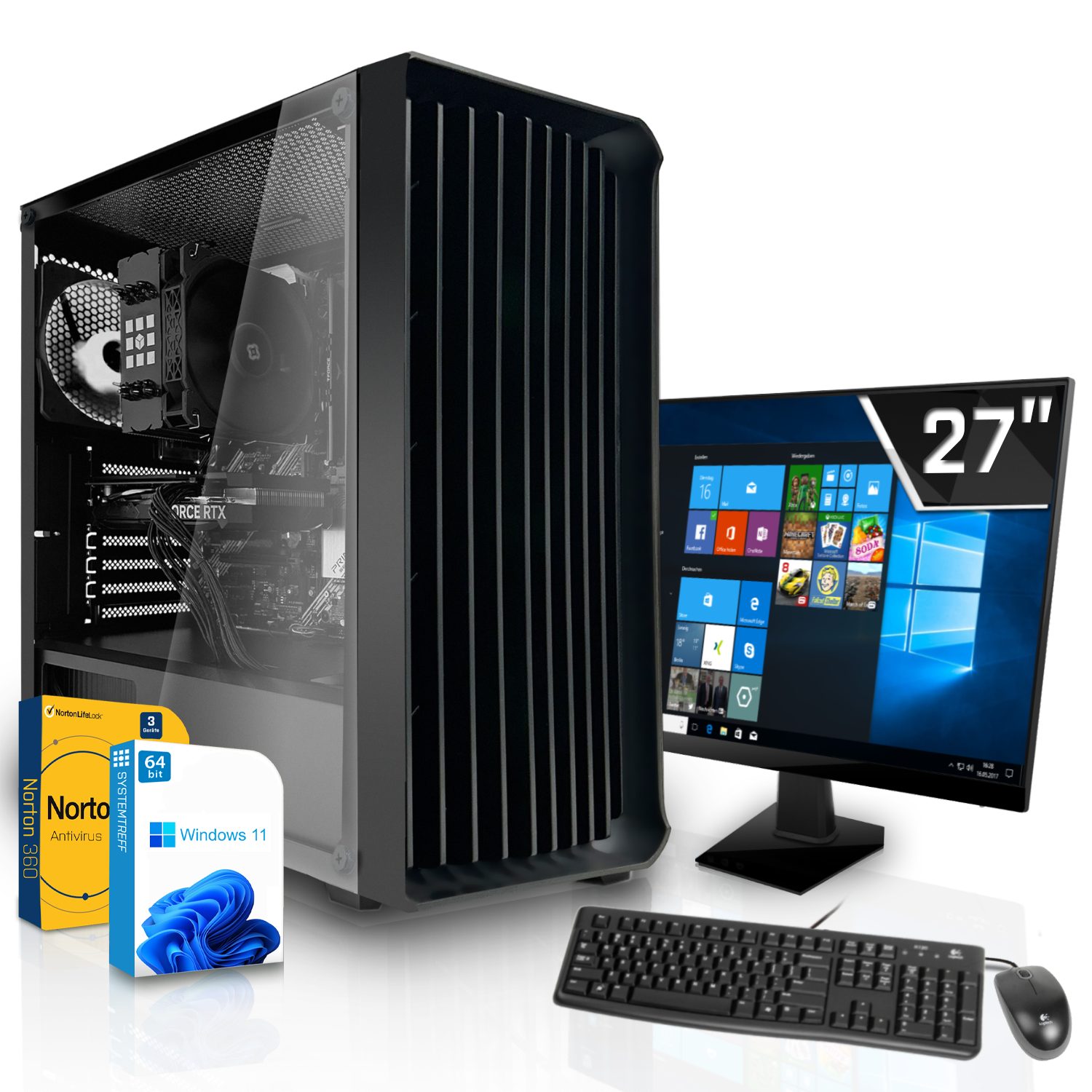 SYSTEMTREFF Business-PC-Komplettsystem (27", Intel Core i9 11900F, GT 1030, 16 GB RAM, 512 GB SSD, Windows 11, WLAN)