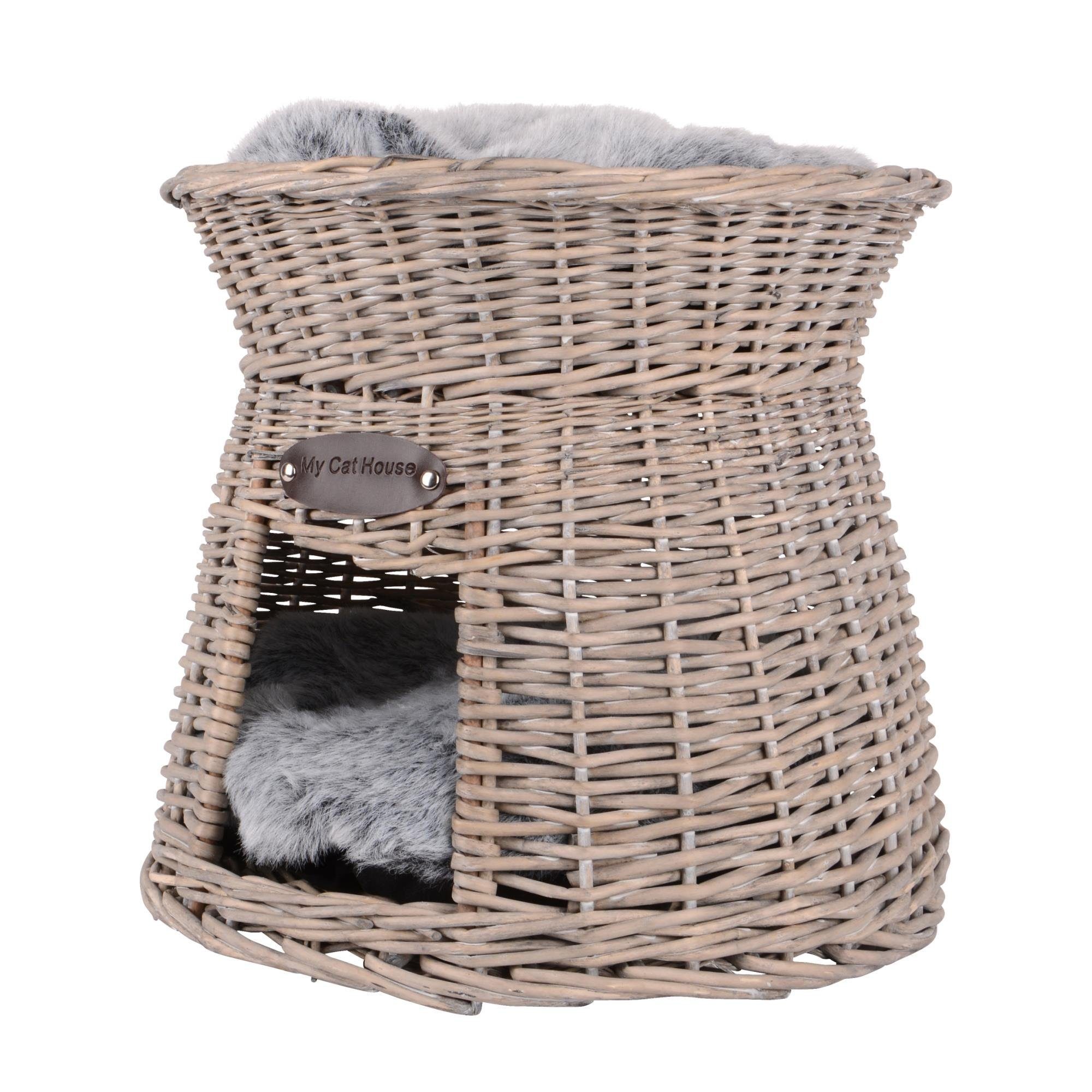 UNUS ANIMALS Tierkorb Katzenkorb Rattan Grau günstig online kaufen