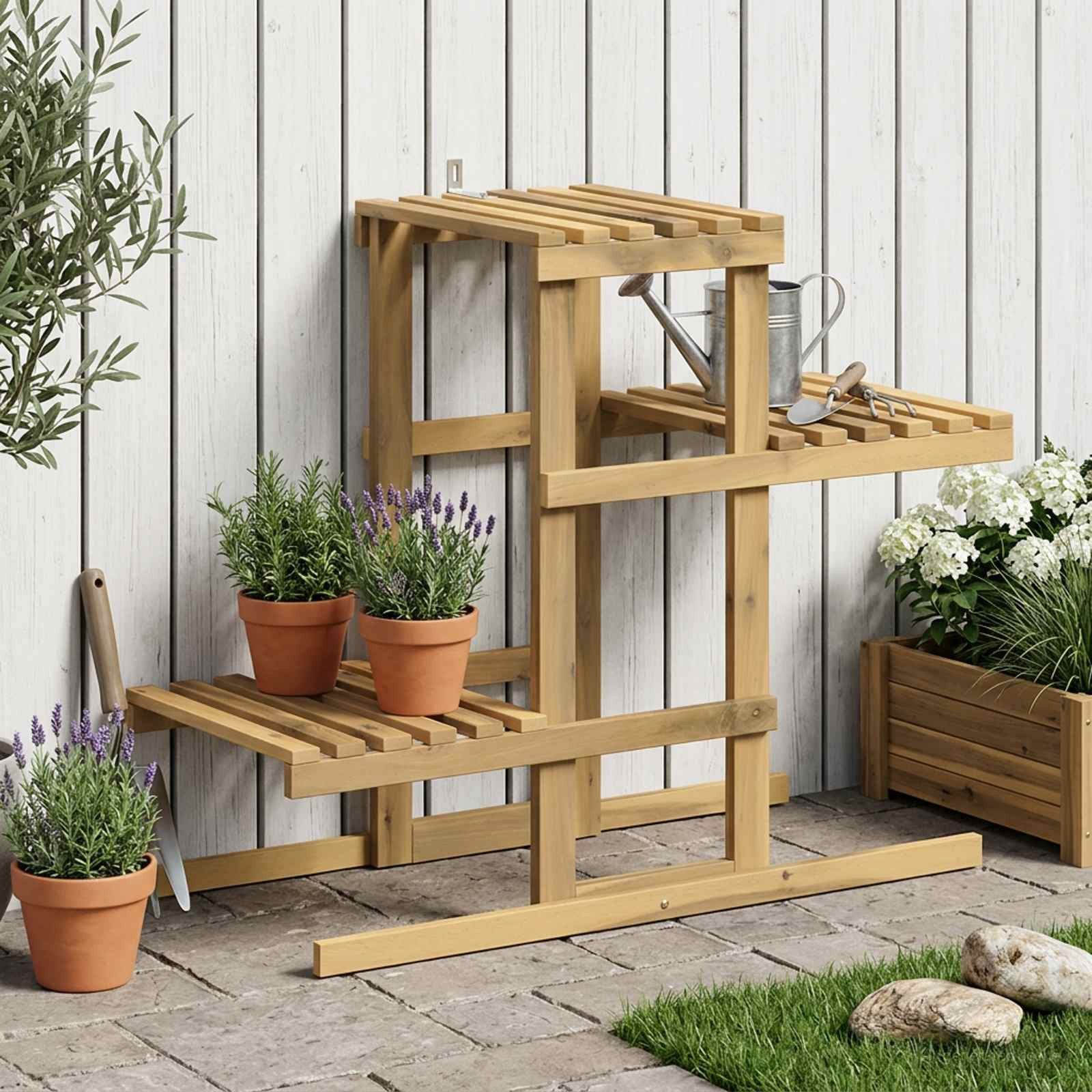 vidaXL Blumenständer Pflanzenständer Weiß 82 x 36 x 60 cm Massivholz (1 St)