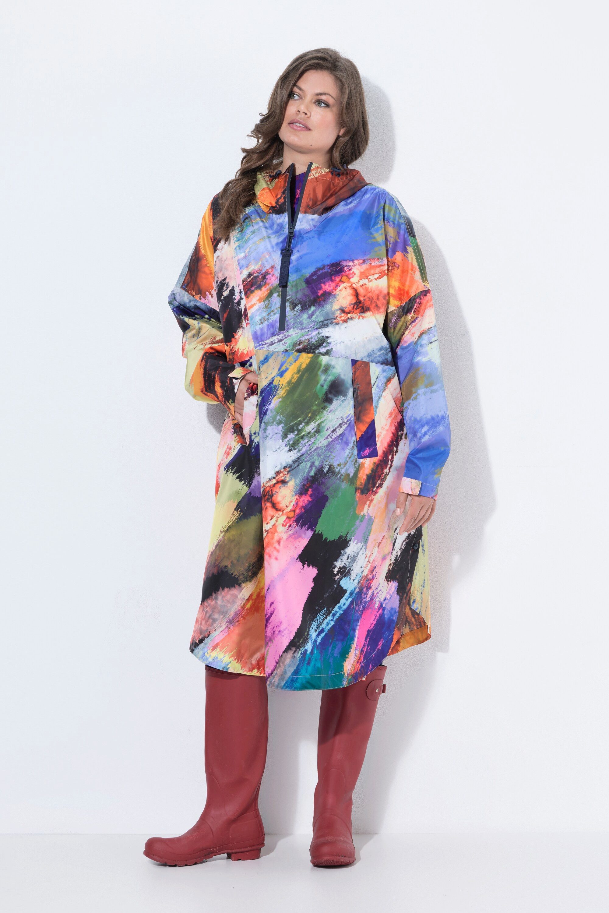 Funktionsjacke Funktions-Regencape Unisex Print Kapuze