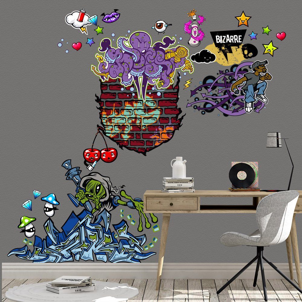 Sunnywall Wandtattoo Graffiti Wandtattoo XXL Set Kinderzimmer Aufkleber bunt Wanddeko