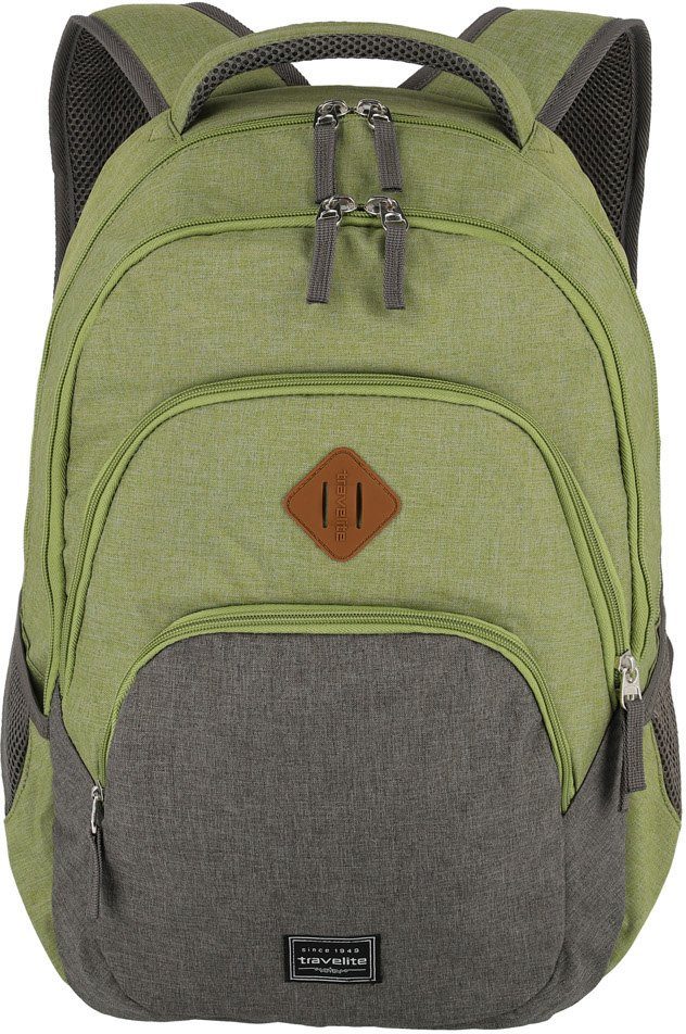 / 15-Zoll grün/grau, mit Melange, Laptoprucksack Basics Green Grey Laptopfach travelite