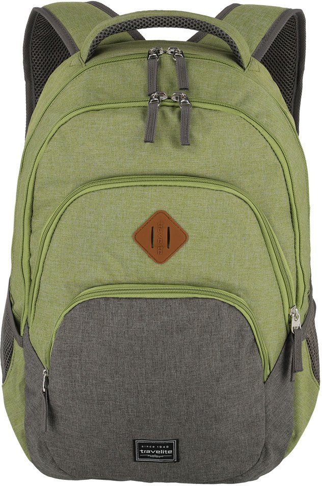 travelite Laptoprucksack Basics Melange, grün/grau, / mit Green 15-Zoll Grey Laptopfach