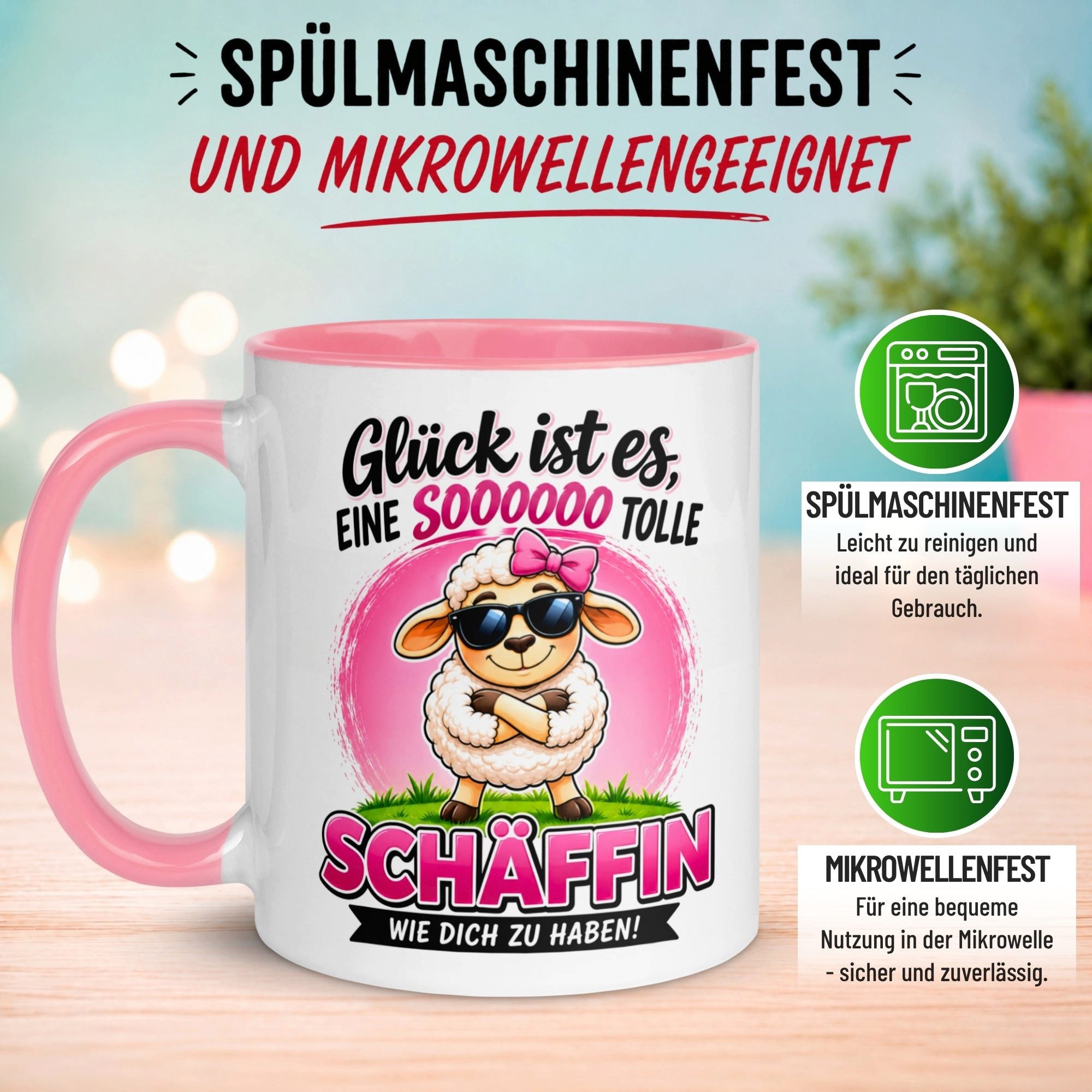 Momentals Tasse Beste Chefin Geschenk – „Glück ist es eine Schäffin wie dich zu haben“, Gratis Versand · Links-&Rechtshänder · Spülmaschinenfest – Bild 5 von 5