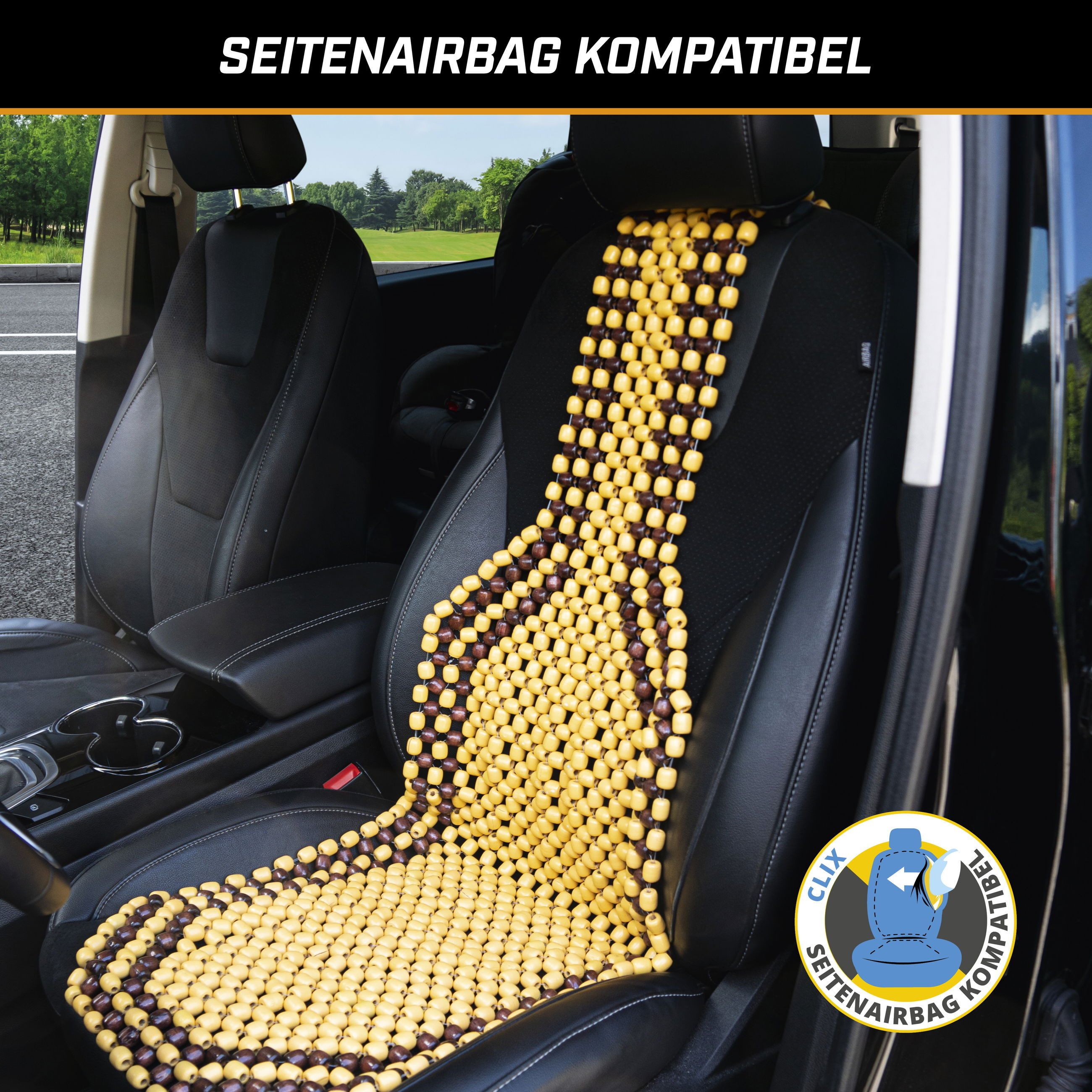 CarComfort Autositzauflage Sitzaufleger Holzperle Classic, 1 Stück, 1-tlg. – Bild 5 von 5