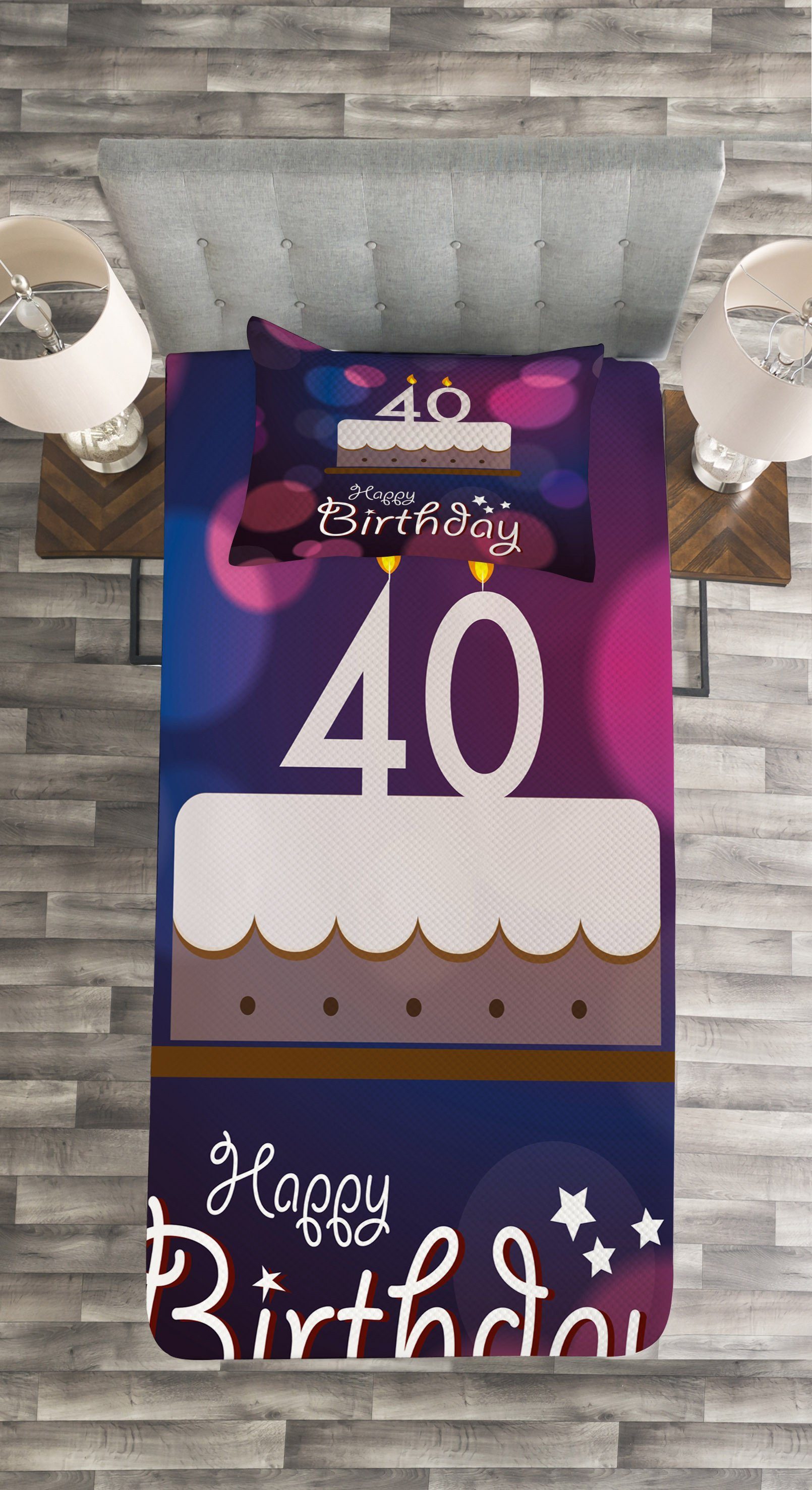 Geburtstag Geburtstags-Kuchen-Punkte Set Tagesdecke Abakuhaus, 40. Kissenbezügen mit Waschbar,
