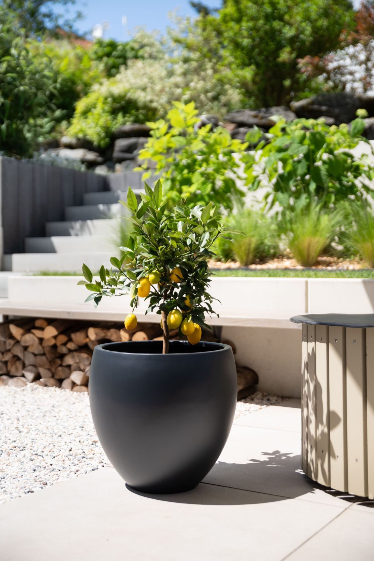 VIVANNO Blumentopf Fiberglas PLUTO Rund - günstig online kaufen
