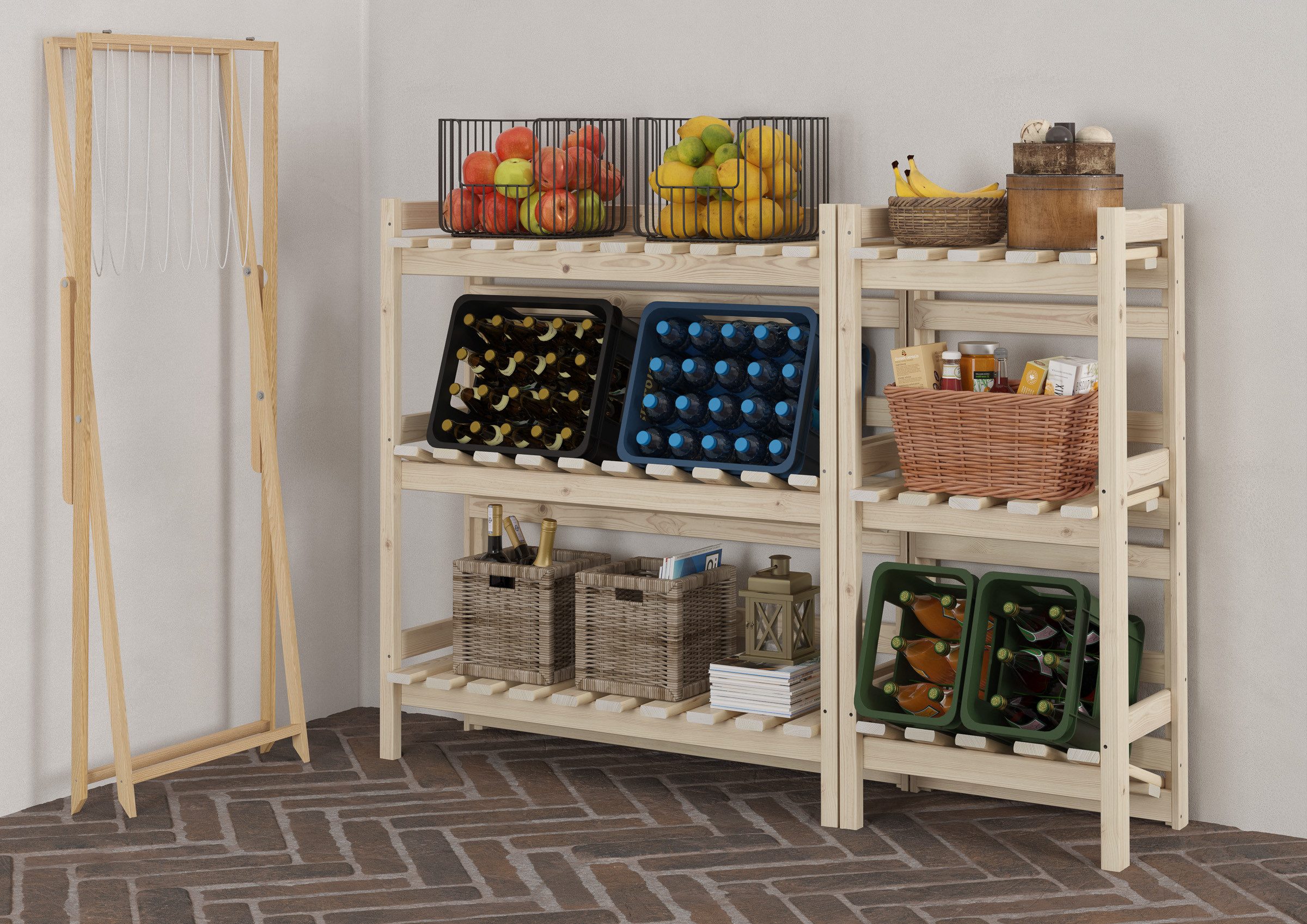 ERST-HOLZ Wandregal Vorratsregal Breit Kistenregal Lagerregal günstig online kaufen