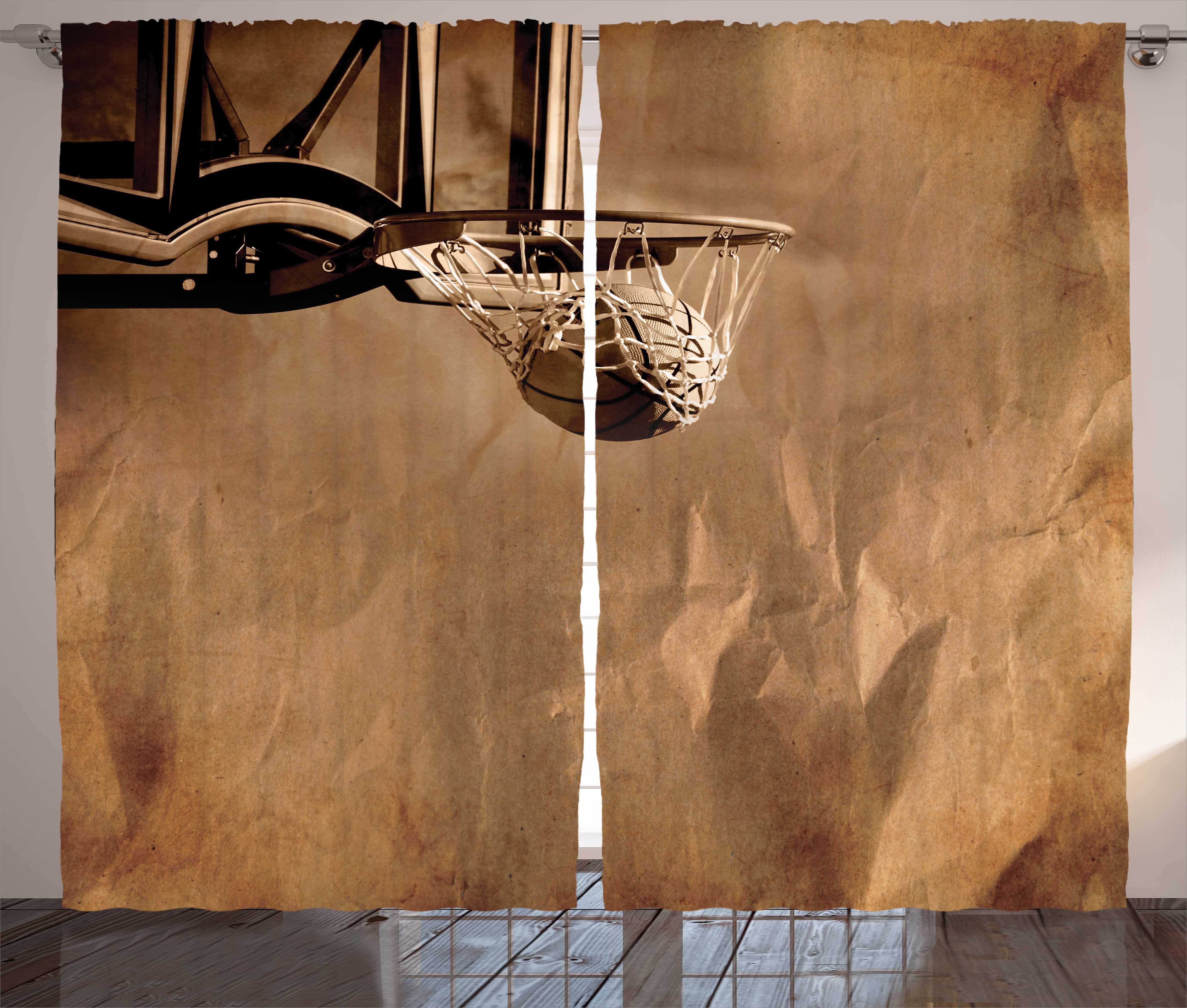 Gardine Schlafzimmer Kräuselband Vorhang mit Schlaufen und Haken, Abakuhaus, Basketball Ball in der Nettowertung