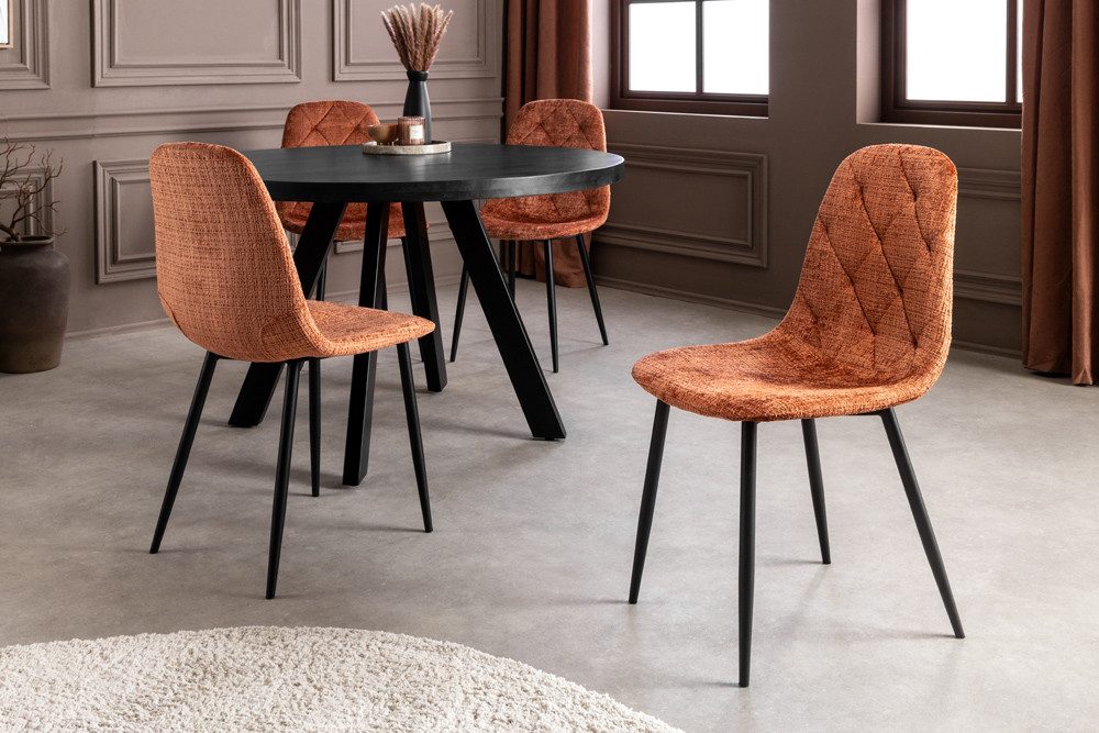 riess-ambiente Esszimmerstuhl GLAMM rostbraun/schwarz - Chenille Cremona, Metall, Rauten-Steppung (Einzelartikel, 1 St), Stilvoller Esszimmerstuhl - ideal für Küche, Büro und Wohnzimmer