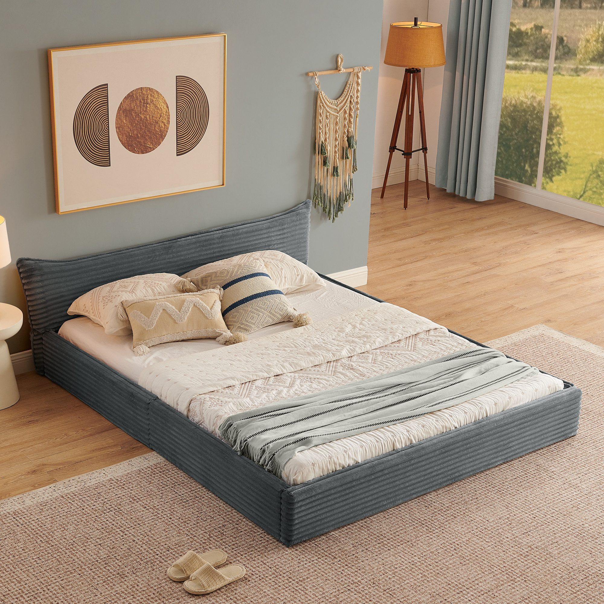 MODFU Polsterbett Bettgestell mit Chenille-Polsterung (Kinderbett mit Latte günstig online kaufen