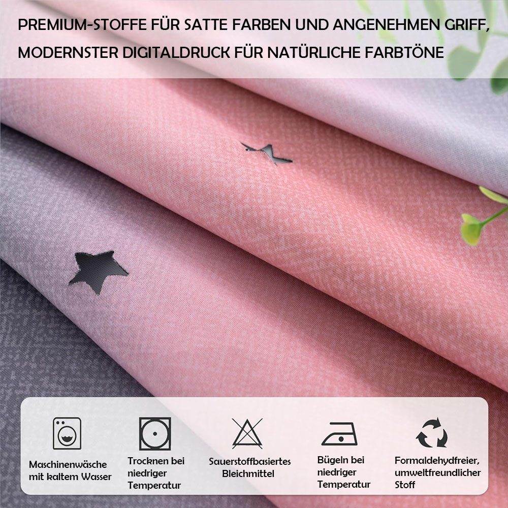 TUWENA Verdunkelungsvorhang Verdunkelungsvorhänge, Glänzend Sterne Vorhänge Farbverlauf 2er Set, Sterne Pattern Mix Weiß Voile Vorhänge mit Ösen Schlafzimmer Ga – Bild 5 von 5