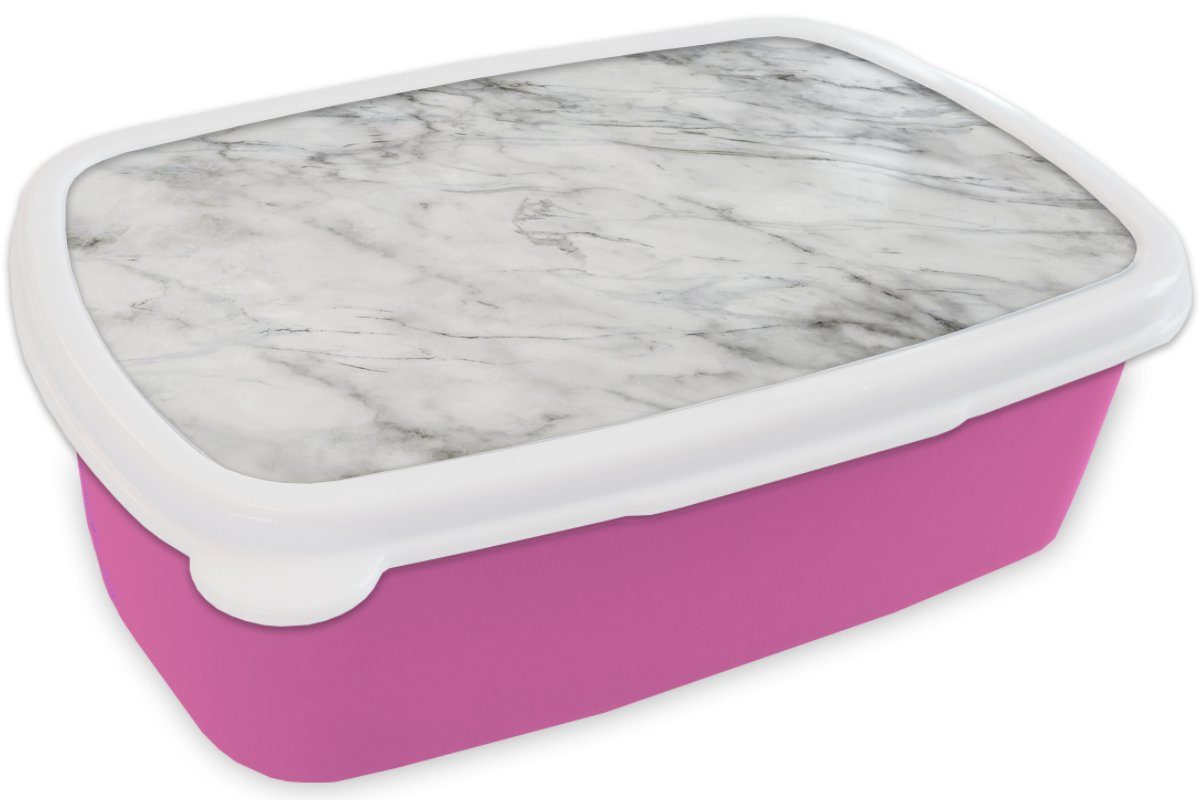 MuchoWow Lunchbox Marmor - Erwachsene, rosa Brotbox - Kunststoff (2-tlg), Mädchen, Snackbox, Brotdose Muster, Kinder, für Kunststoff, Stein