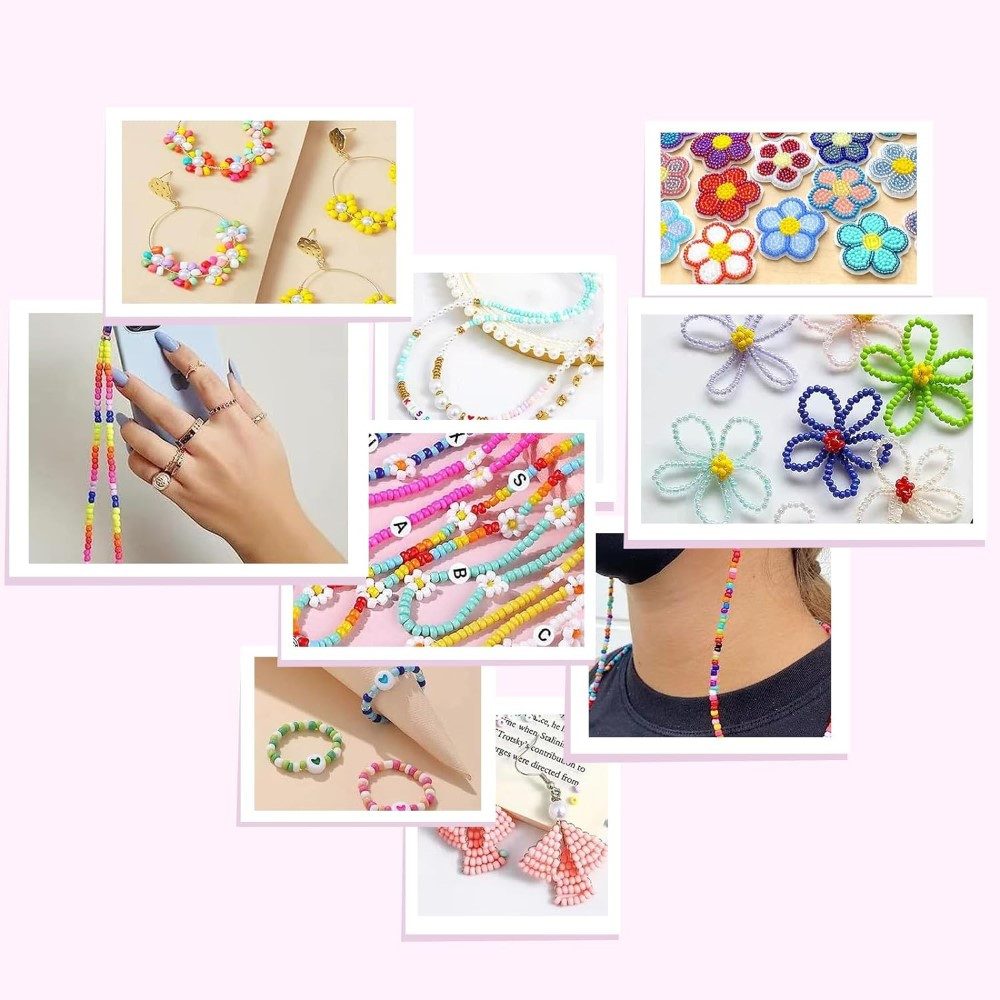 LA CUTE Perlenarmband Set DIY Schmuckperlen-Set: 18000 Glasperlen + Buchstaben- und Herzperlen (18000 Teiliges DIY Glasperlen Armband-Set, 18000-tlg., 18000 Glasperlen in 36 Farben, 11 Gitter Buchstabenperlen), Vielfältige Farben, umfangreiches Zubehör, Förderung der Kreativität