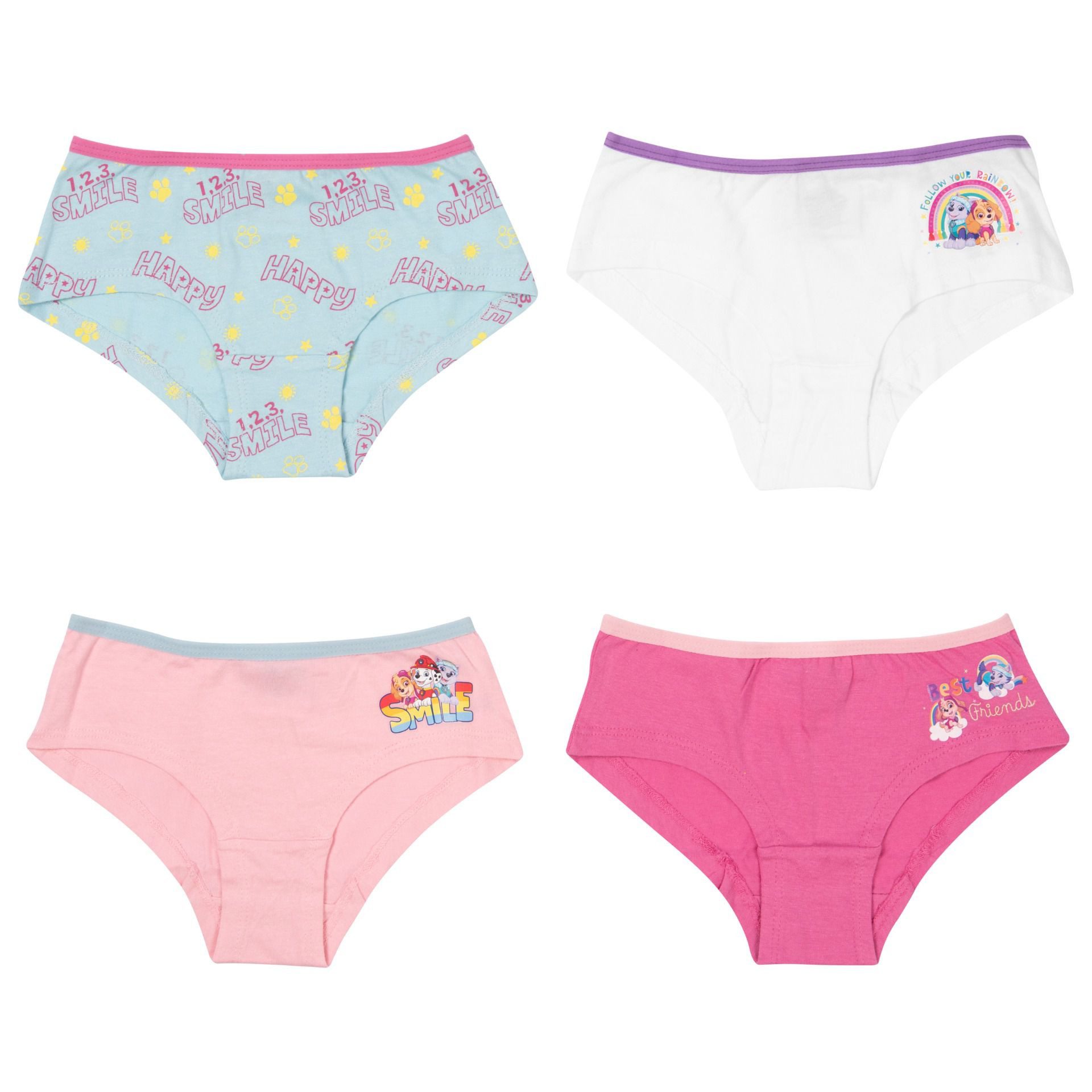 PAW PATROL Slip Paw Patrol Mädchen Slips im 4er Pack 100% Baumwolle fröhliche Designs