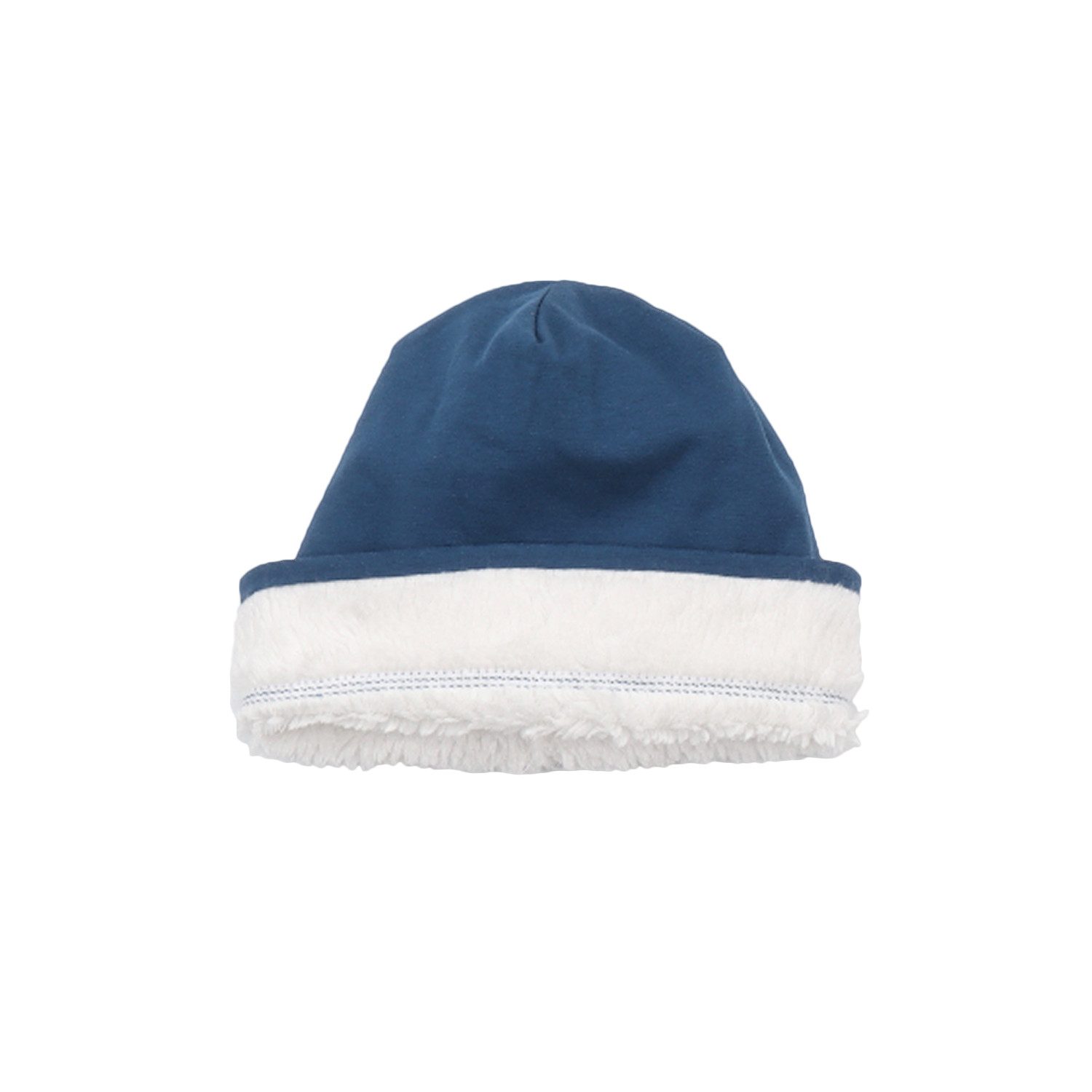 Walkiddy Fleecemütze Dunkelblaue Beanie aus Bio-Baumwolle für Kinder