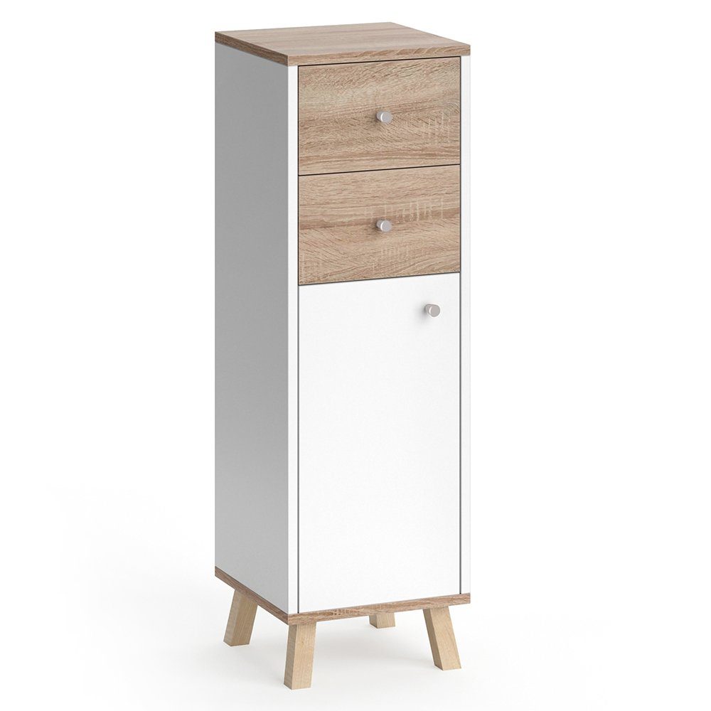 Vicco Midischrank Senyo Weiß/Sonoma 30 x 95 cm mit Schubladen günstig online kaufen