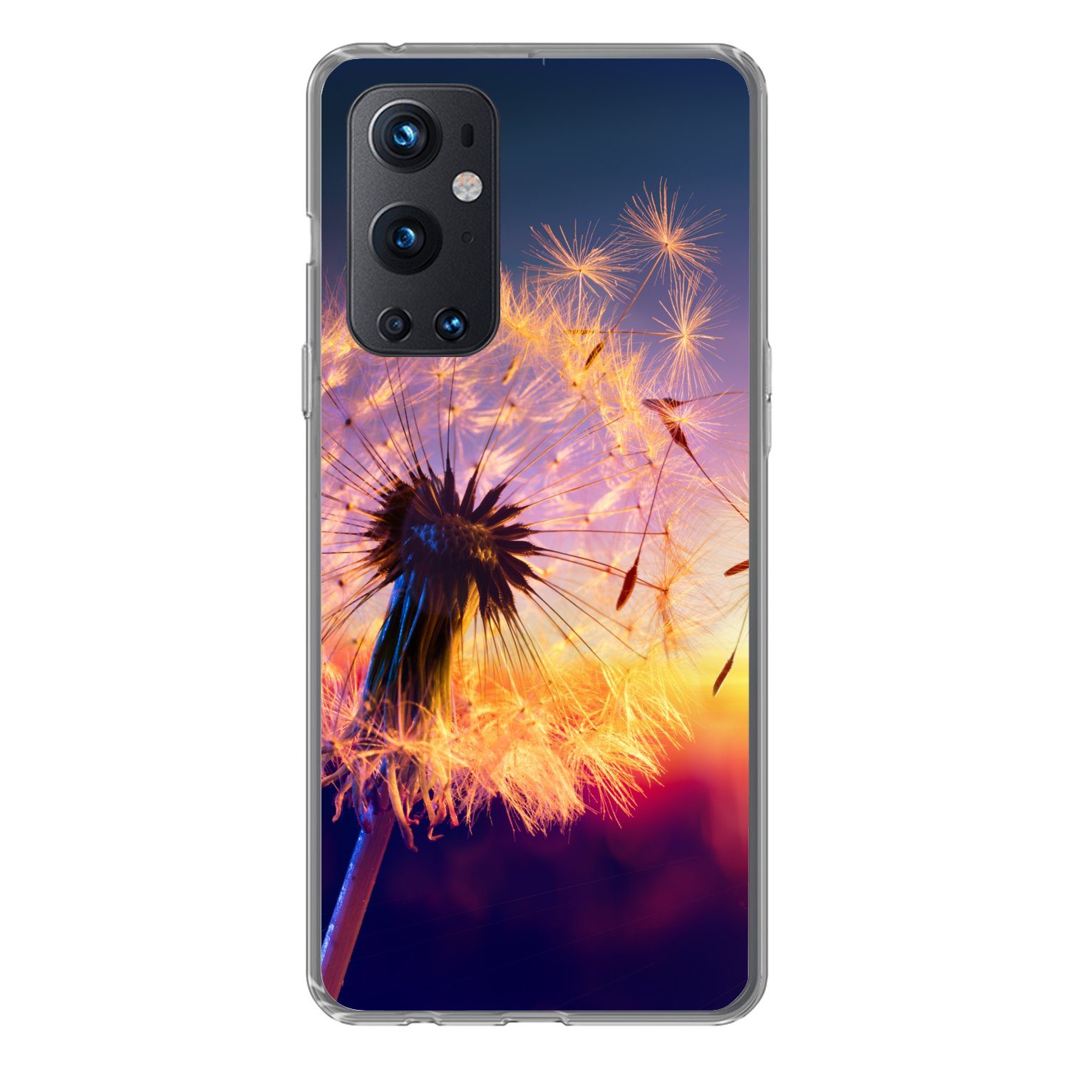 MuchoWow Handyhülle für OnePlus 9 Pro Löwenzahn - Blumen - Sonnenuntergang - Horizont - Na, Phone Case, Silikon, Schutzhülle Dünn