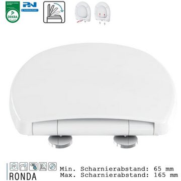 Top-Innovativ WC-Sitz RONDA010 MVC WC BRILLE WC SITZ KLOBRILLE DECKEL QUICK-RELEASE (Scharnierabstand: 68-178 mm abnehmbar, Dekra zertifiziert Farbe Weiß O - Form), Scharnierabstand: 68-178 mm abnehmbar