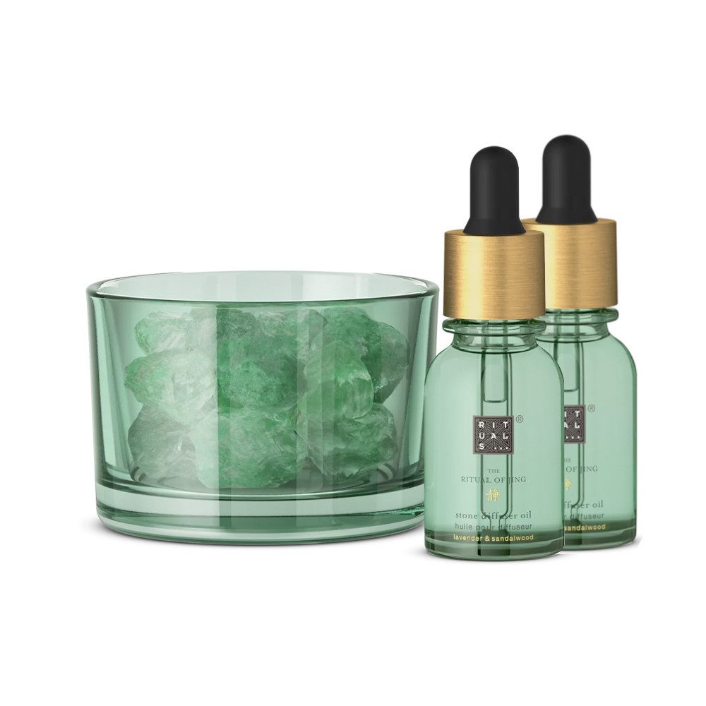 Rituals Raumduft Rituals The Ritual of Jing Stone Diffuser 20ml + Refill 20 ml (Stein-Diffuser mit Refill – Lavendel & Sandelholz für Ruhe & Schlaf)