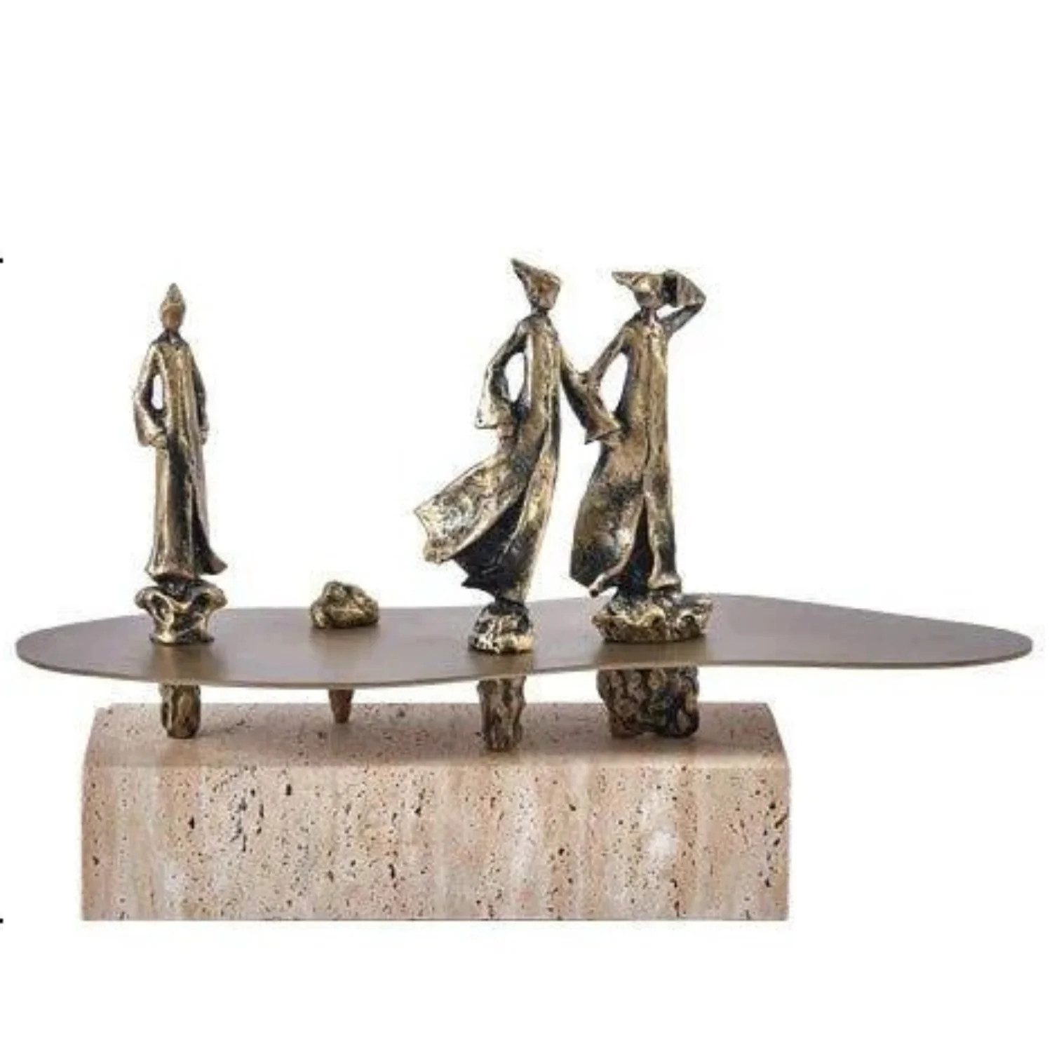 Quality Elegance Skulptur Goldene Männer-Skulptur mit Marmorsockel – Handgefertigte