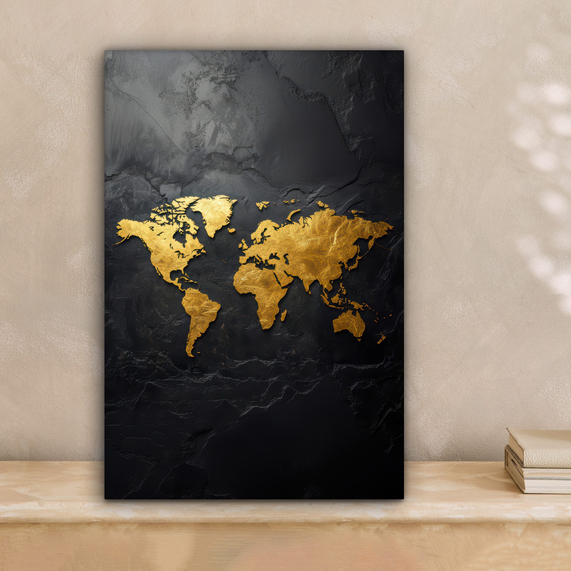 OneMillionCanvasses® Leinwandbild Weltkarte - Gold - günstig online kaufen