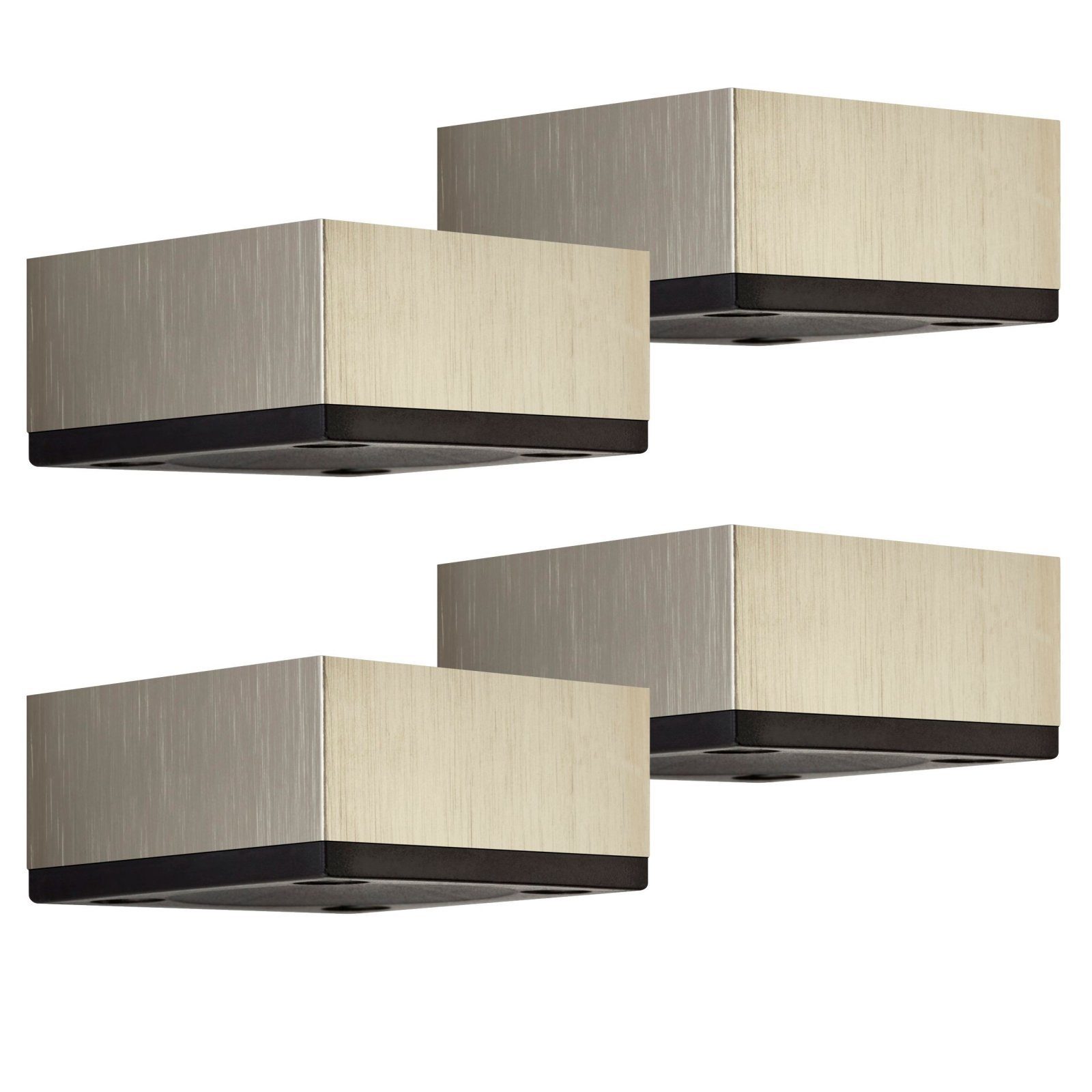 SO-TECH® Möbelfuß 4er Set MOTEL 65 x 65 mm Höhe: 25-35 mm, Höhe 30 mm, Edelstahloptik