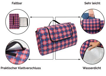 Picknickdecke, ZOLLNER24, 200 x 200 cm, 100% Polyester, wasserdicht und isoliert, Tragegriff