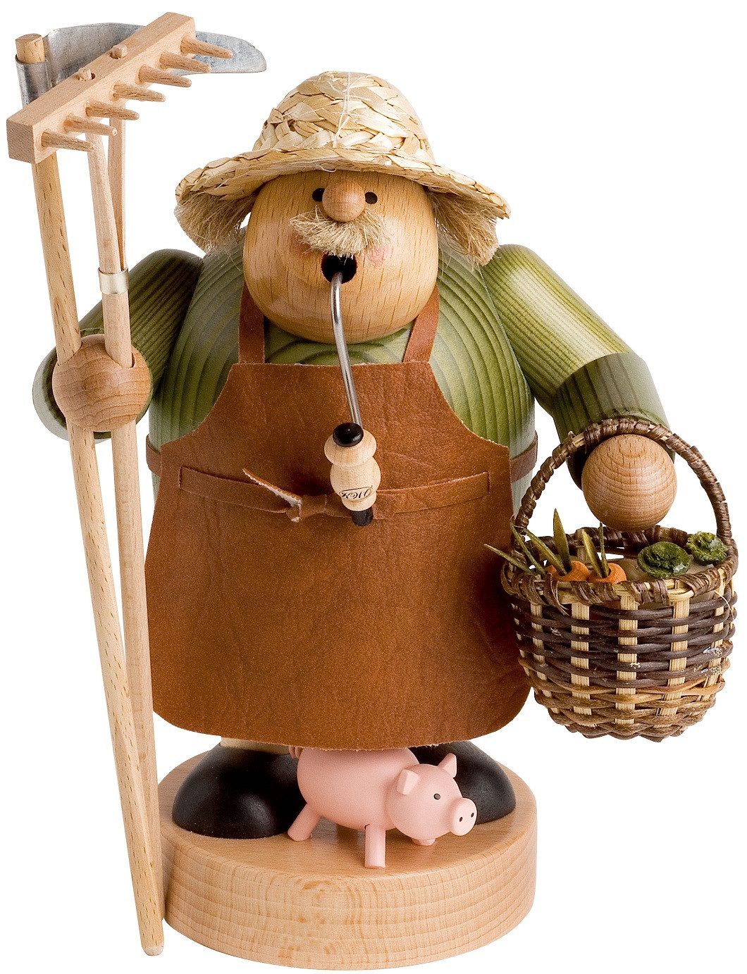KWO Kunstgewerbe-Werkstätten Olbernhau GmbH Räuchermännchen Bauer - Höhe: 21 cm - 21684, (1 St), Handarbeit aus dem Erzgebirge