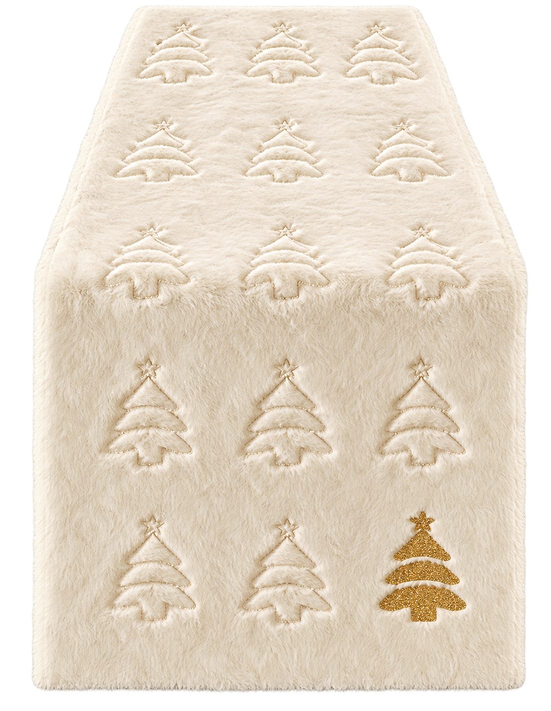 Home-trends24.de Tischläufer Fell weiß Tannenbaum Tischläufer Tischdecke Weihnachten 140cm