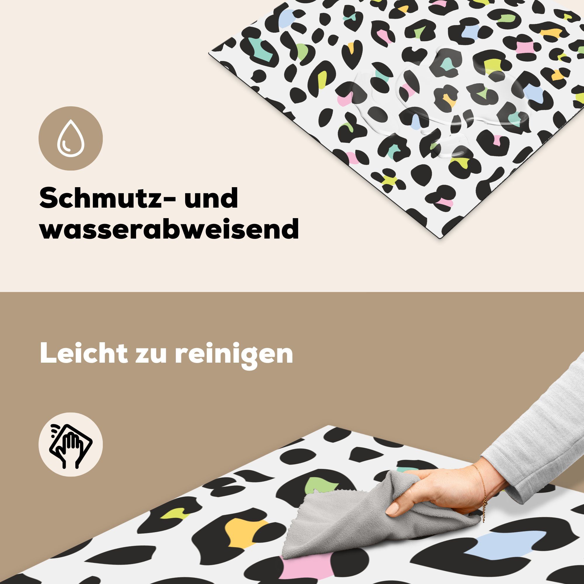 MuchoWow Herdblende-/Abdeckplatte Pantherdruck cm, die - 59x52 Vinyl, Schwarz, tlg), Ceranfeldabdeckung küche, für Farben - (1 Induktionsmatte