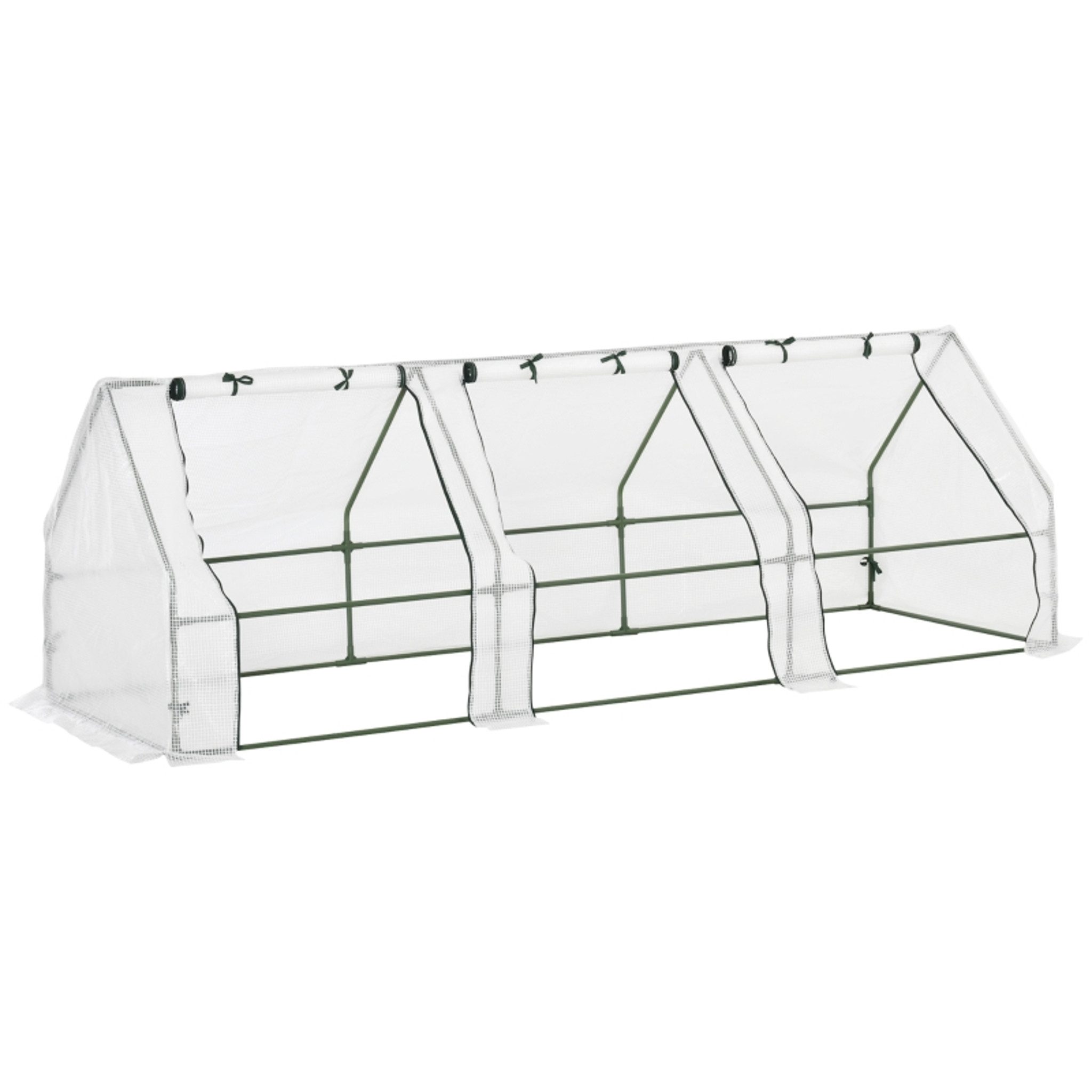 MC Star Gewächshaus Gewächshaus mit 3 Rollfenster, PE-Gitterfolie, Foliengewächshaus, aus Stahl, Treibhaus für Balkon, Garten, Tomatenhaus 270x90x90cm, Tomatengewächshaus für Gemüse, Blumen, Pflanzen, Weiß