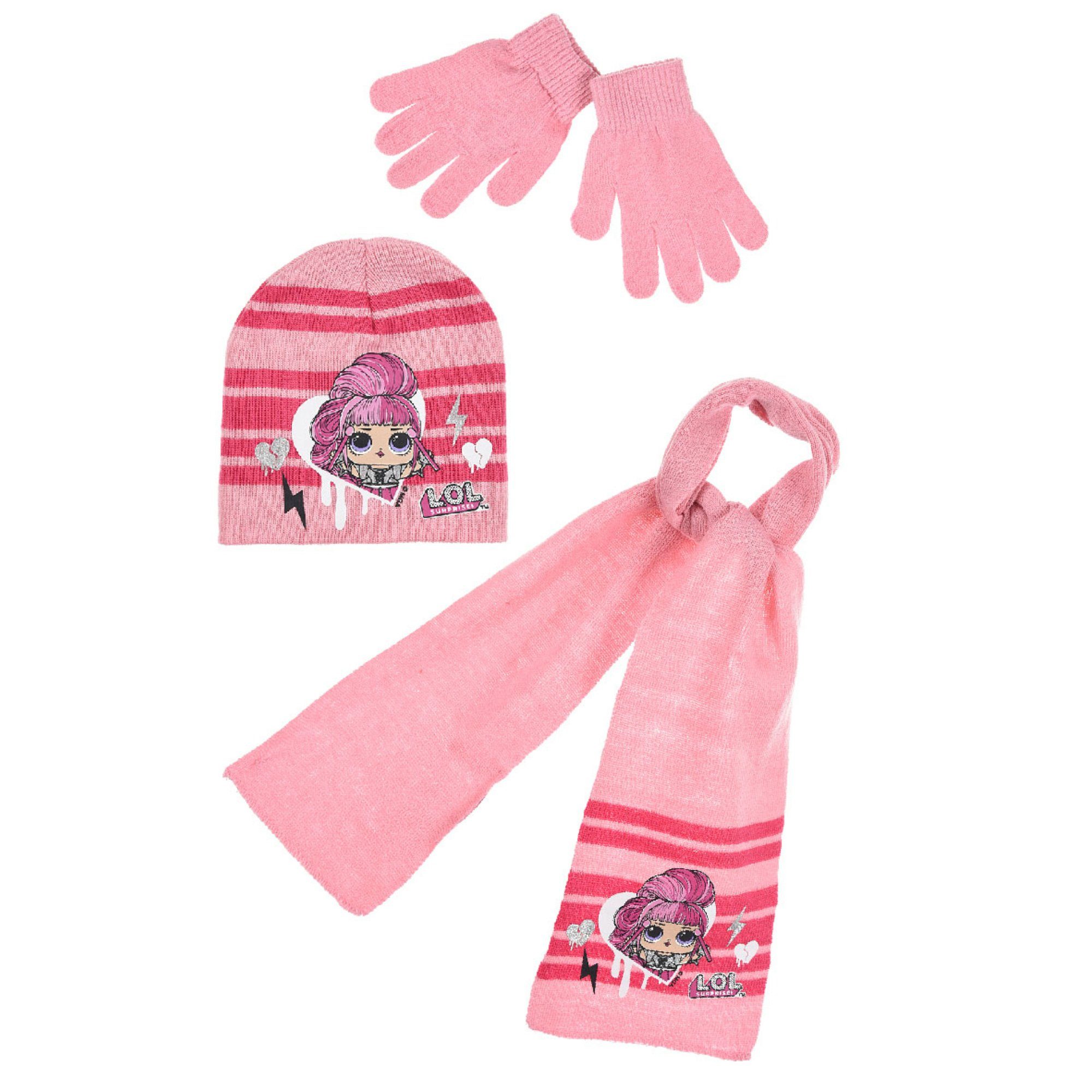 L.O.L. SURPRISE! Ballonmütze LOL Surprise - Kinder 3tlg. Winter Set Mütze Schal Handschuhe (3-St) Gr. 52 bis 54 Rosa