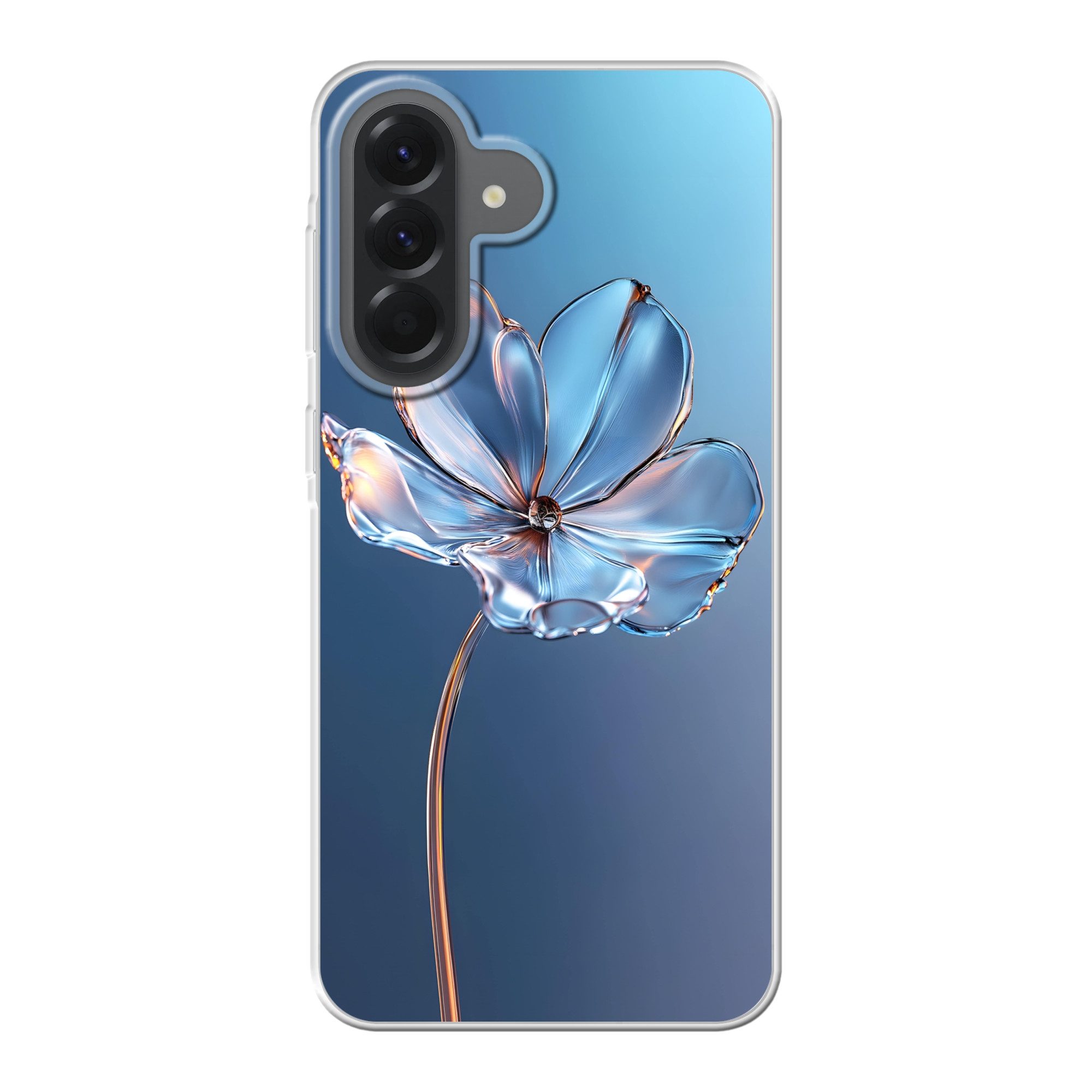 MuchoWow Handyhülle für Samsung Galaxy A57 Blau - Blume - Gläser - Verziert, Smartphone-Bumper, Print, Handy Schutzhülle Dünn